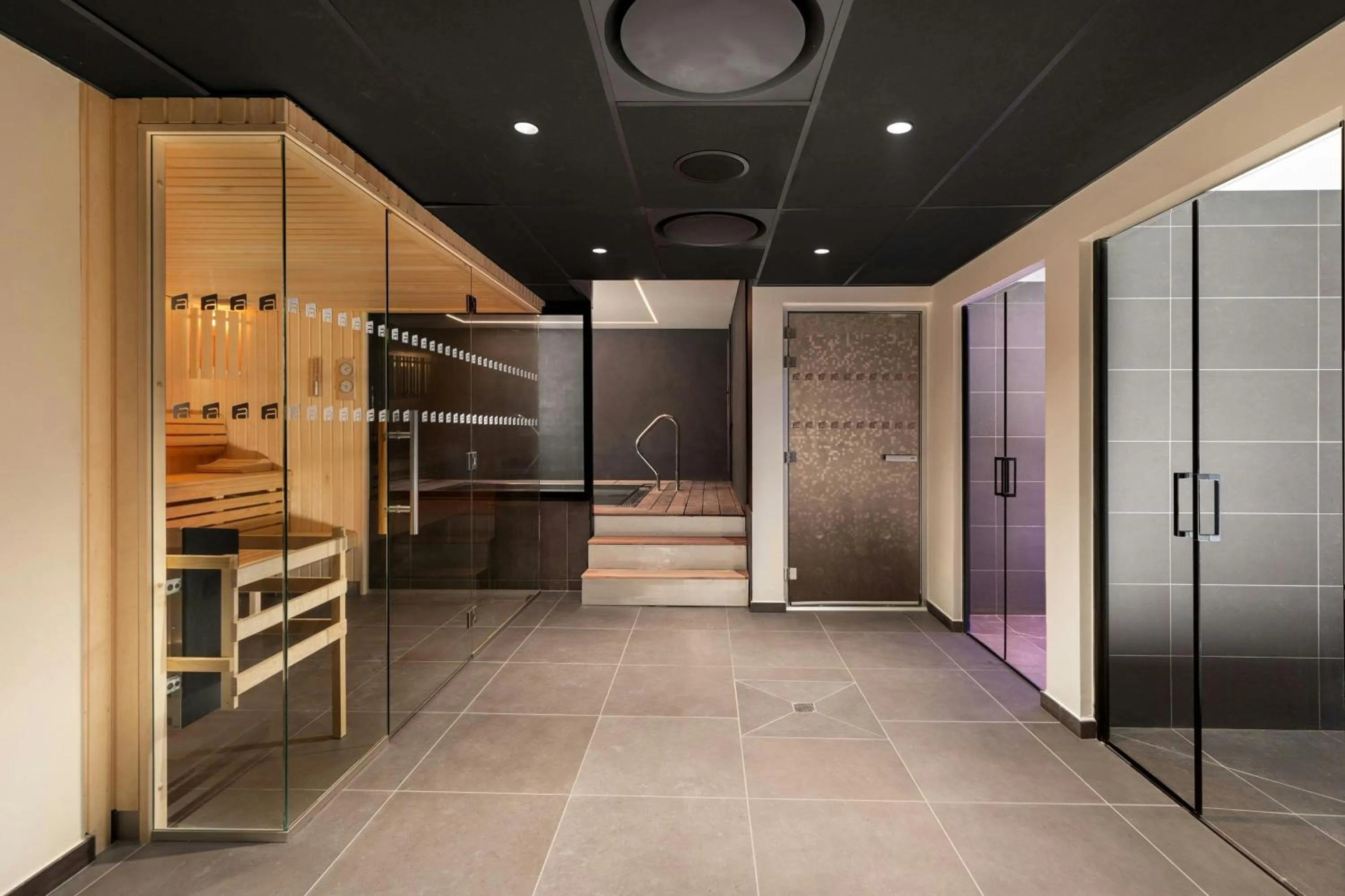 Steam room in Aloft Hotel, By Marriott