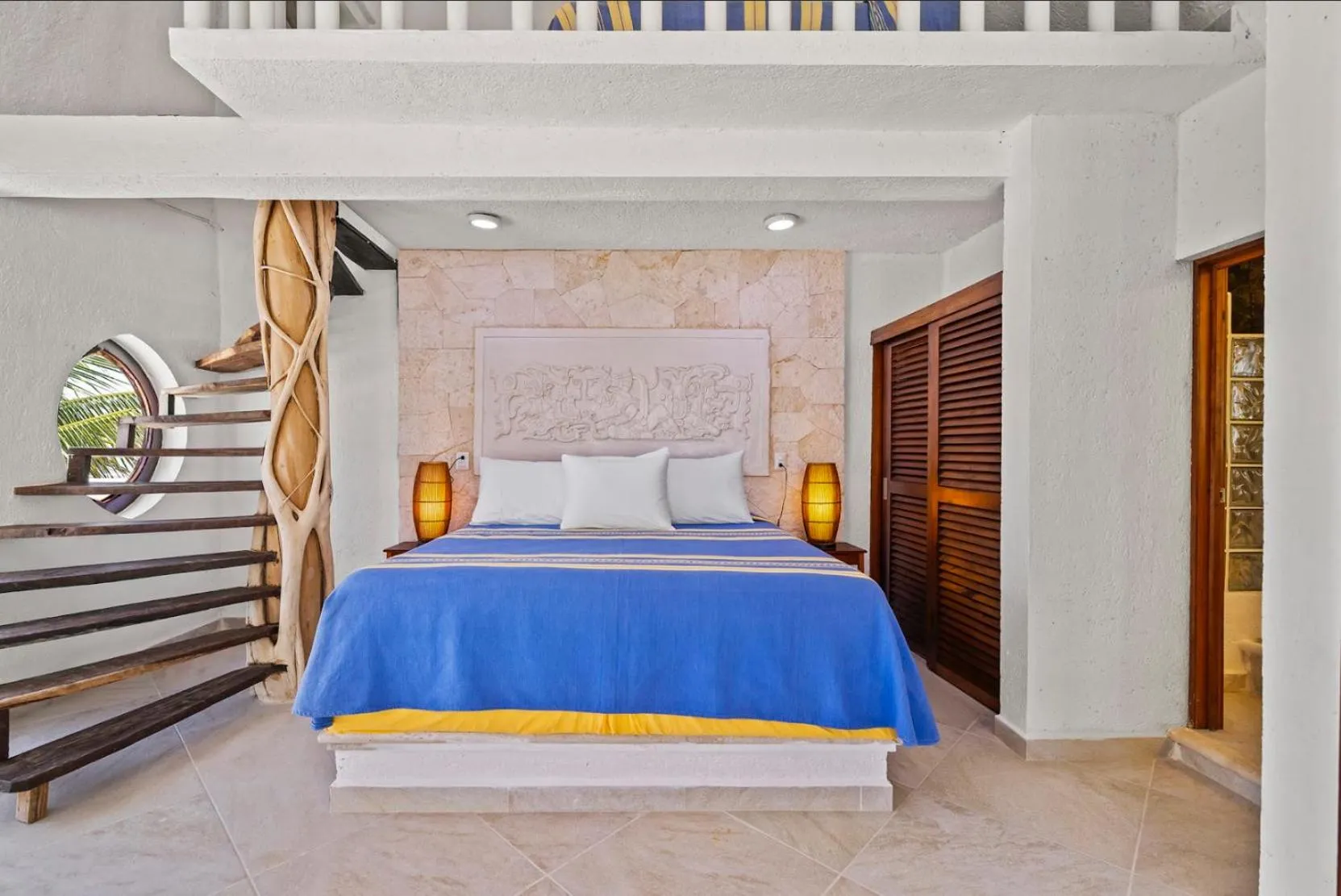 Bed in Casa Cenote Hotel