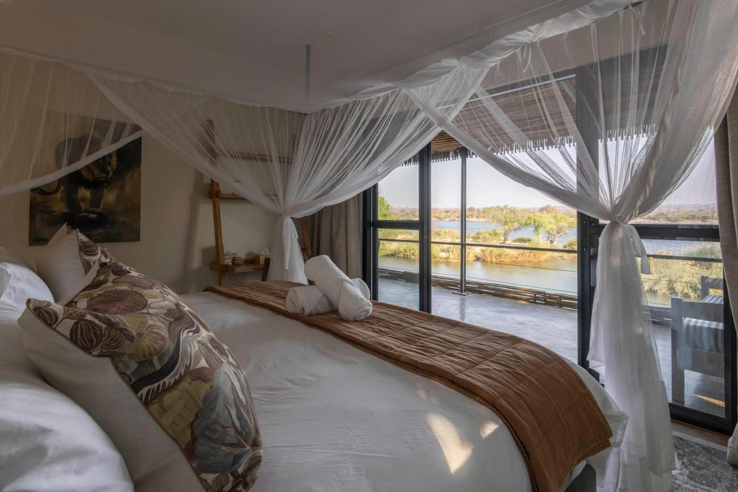 Bed in Zambezi Dusk River Facing-all inclusive-Luxury Accommodation