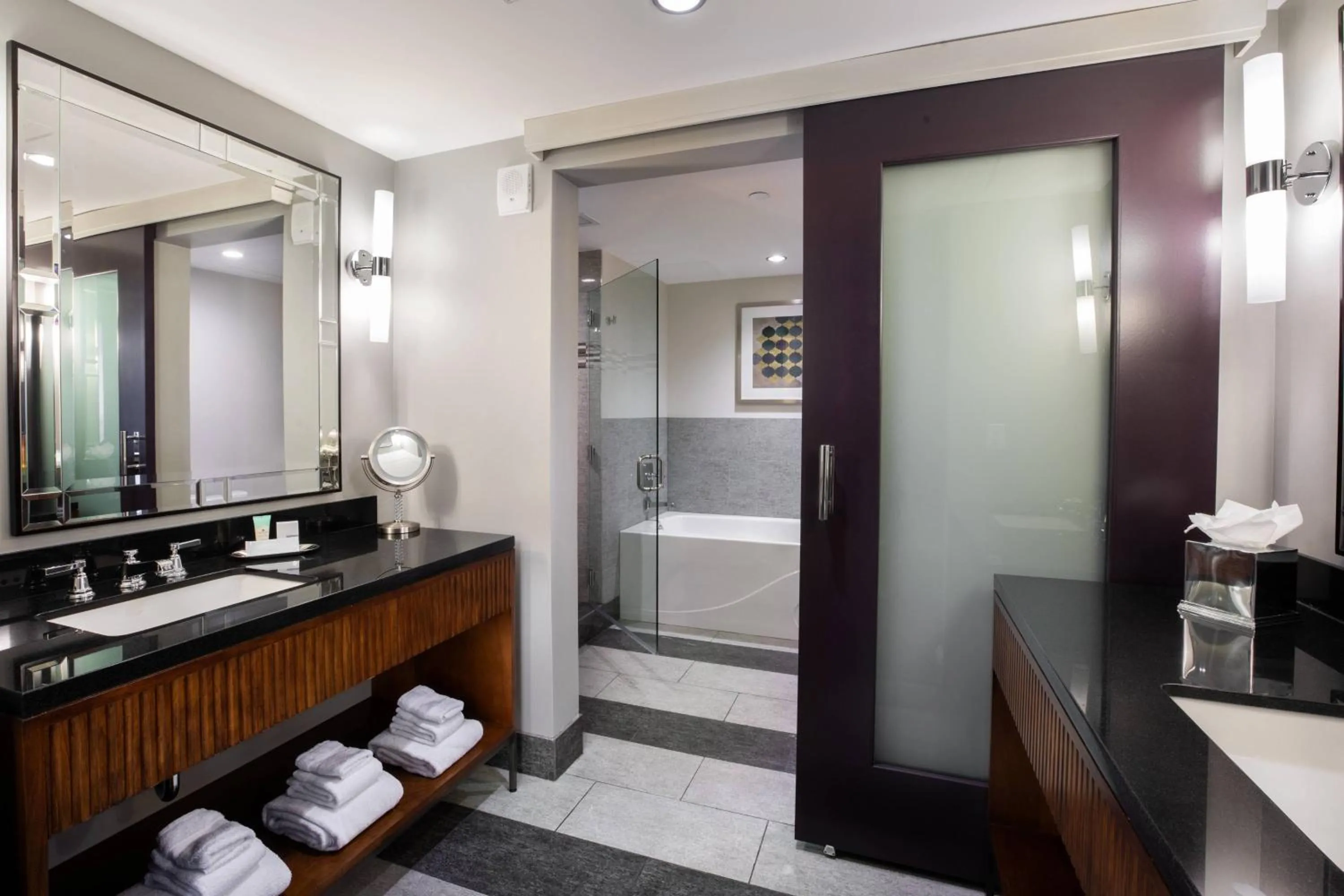 Bathroom in Ambassador Hotel Wichita, Autograph Collection