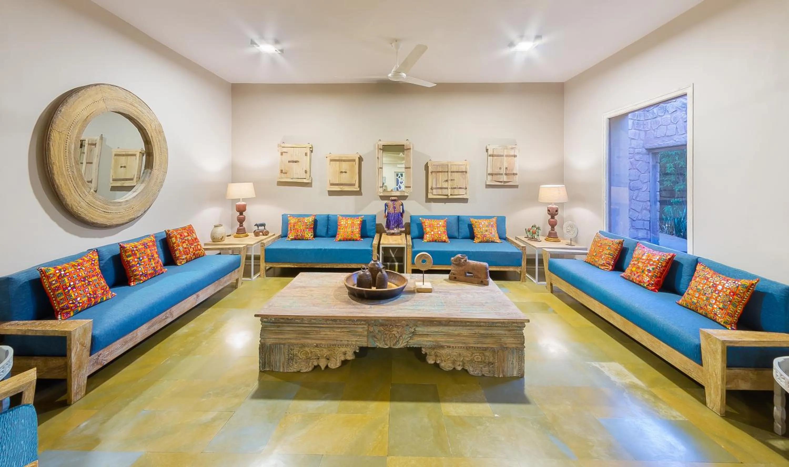 Living room in MANVĀR SHERGARH, THE DESERT RESORT