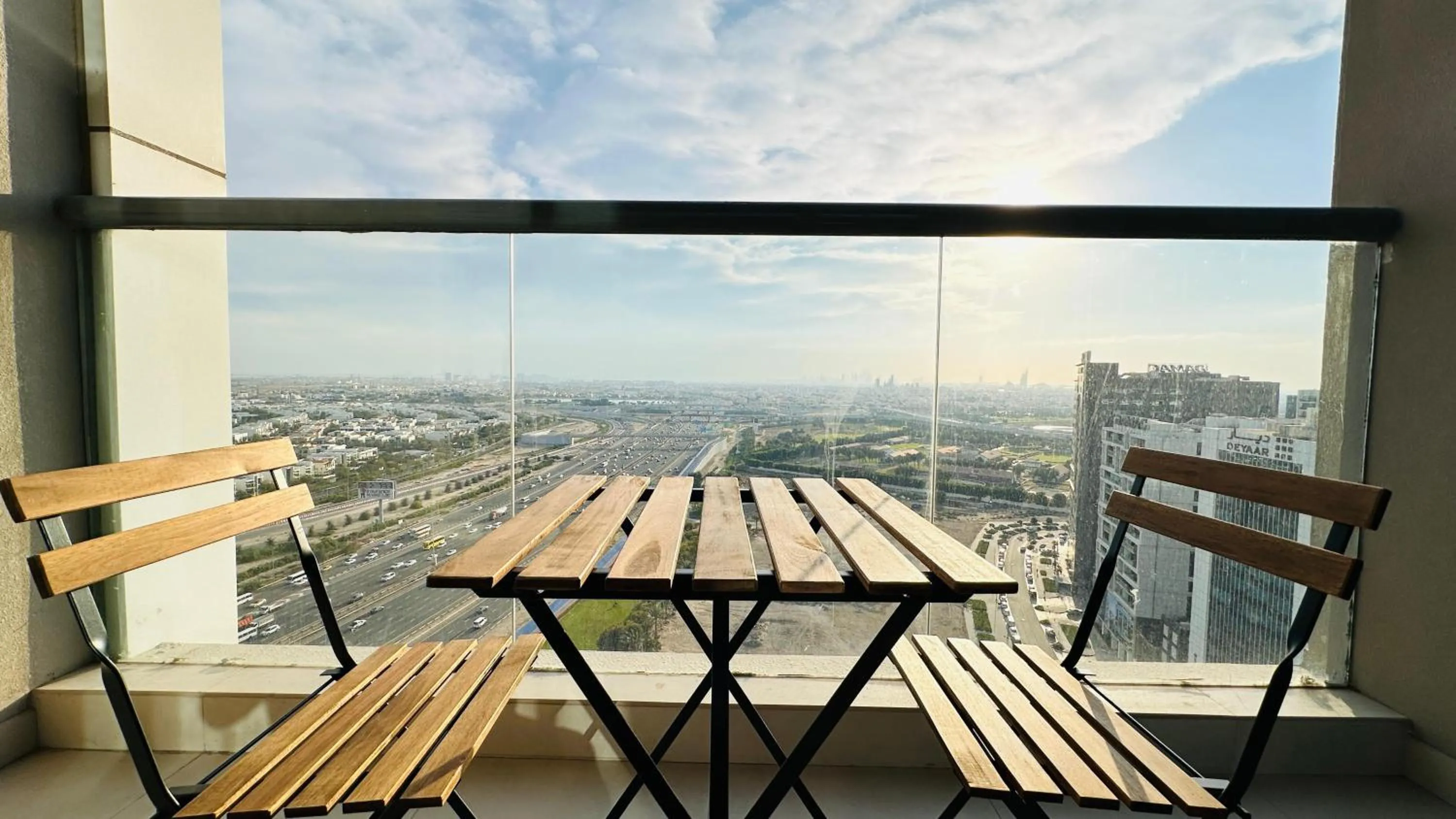 Balcony/Terrace in Upscale Studio Apartment Burj View with Balcony Free Parking by Belvilla