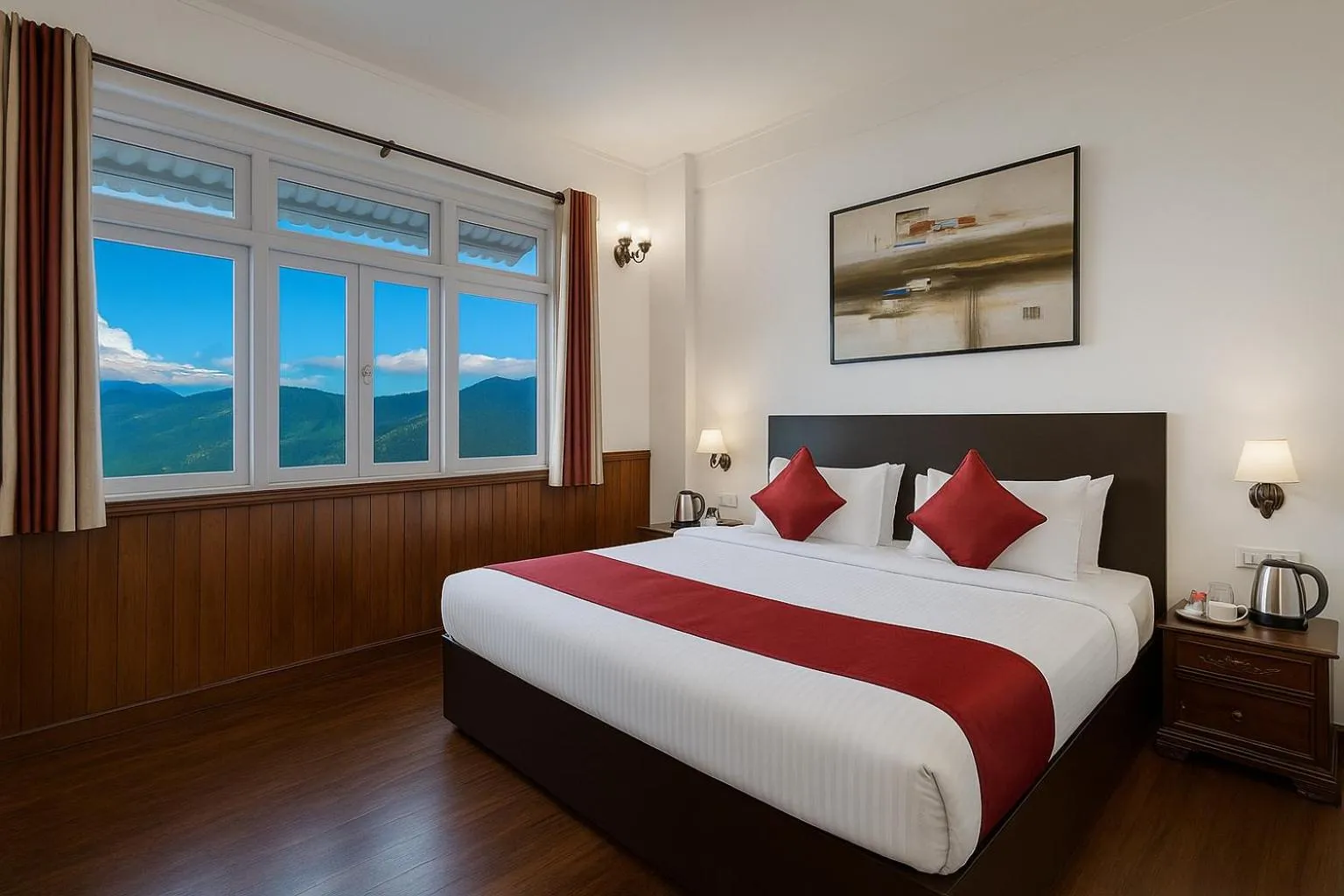 View (from property/room), Bed in Central Gleneagles Heritage Resort Former Bungalow of Ex-TATA Chairman Russi Mody The Mall Road Darjeeling