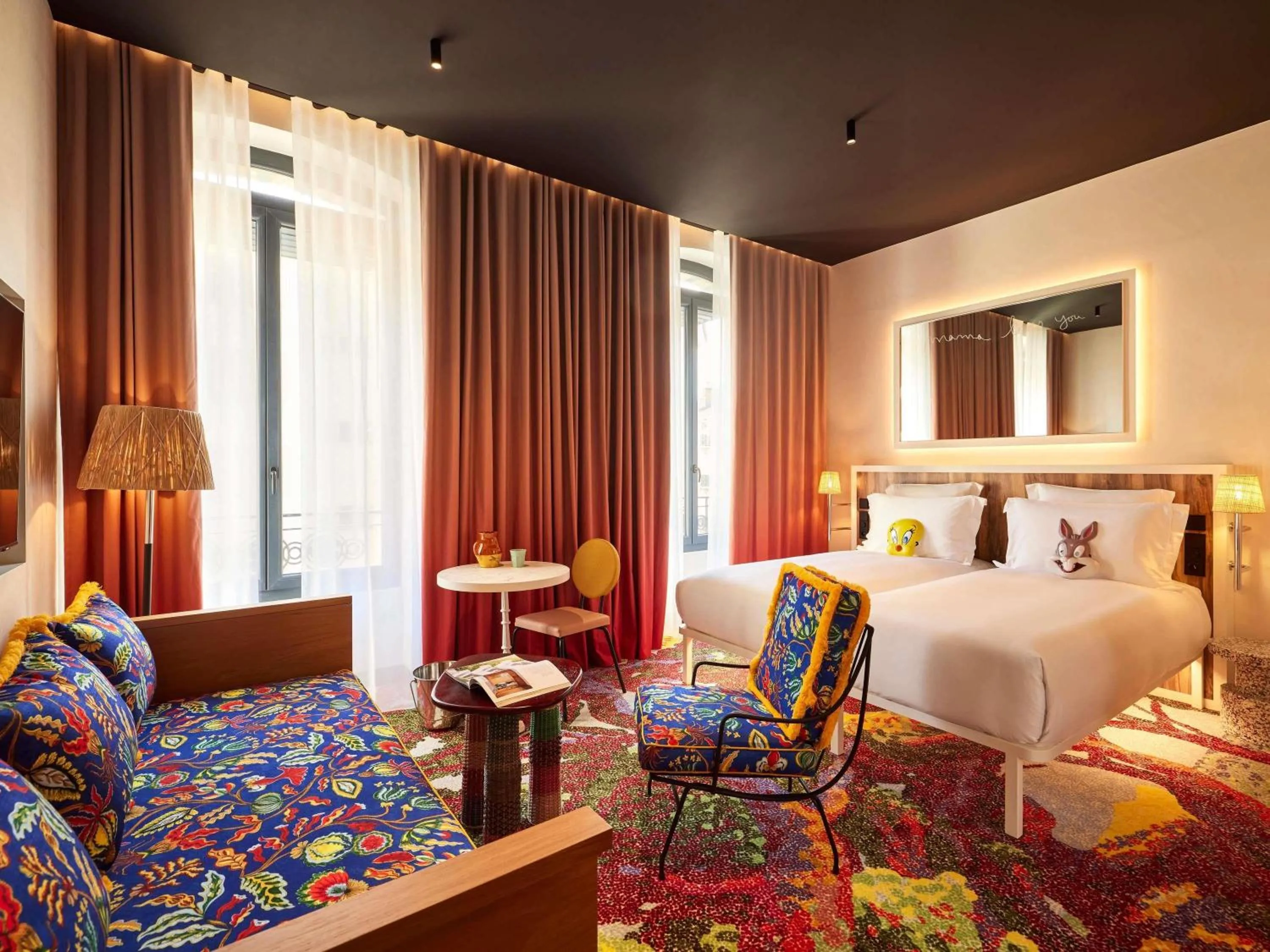 Bedroom, Bed in Mama Shelter Nice