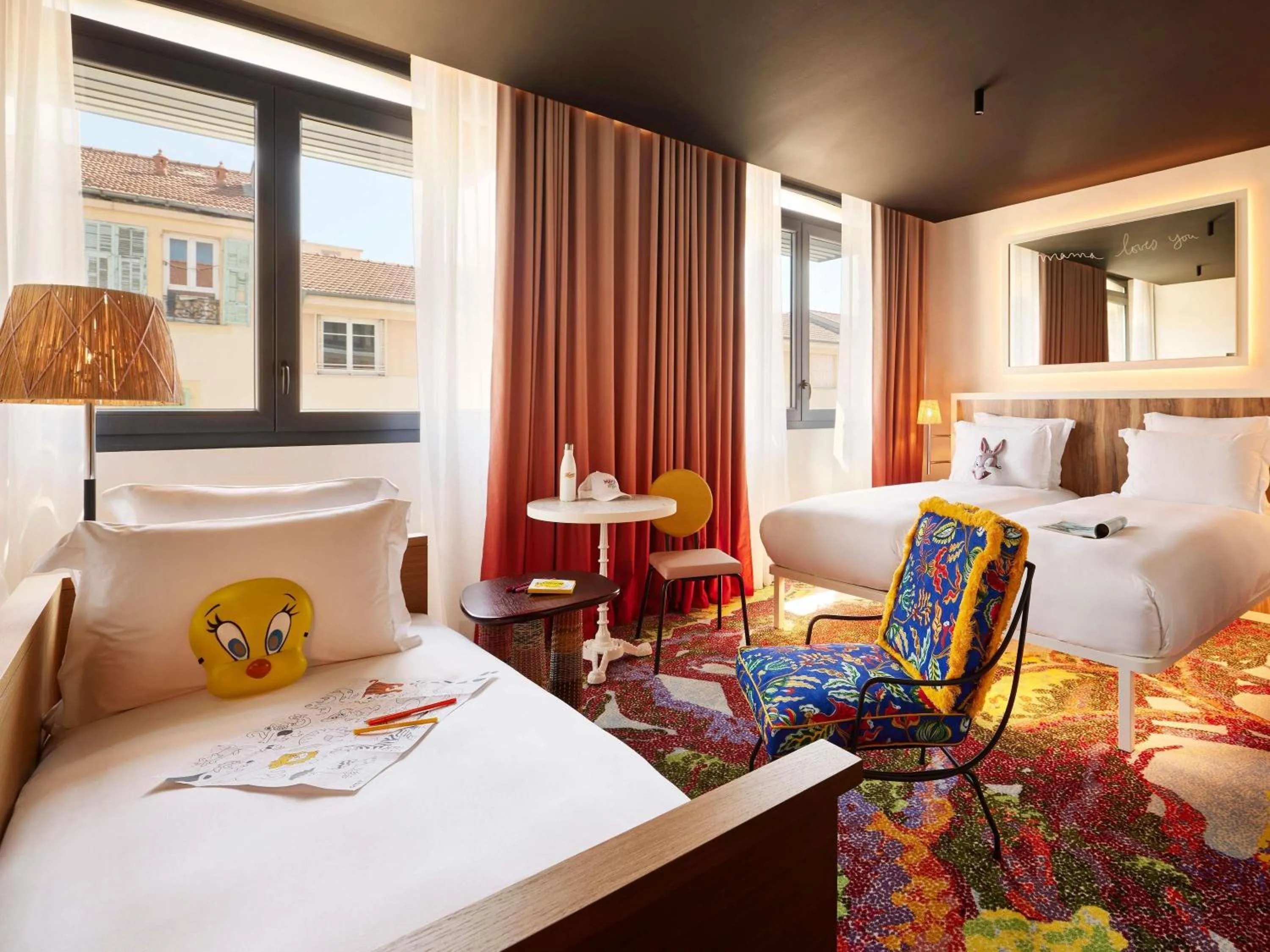 Bedroom, Bed in Mama Shelter Nice