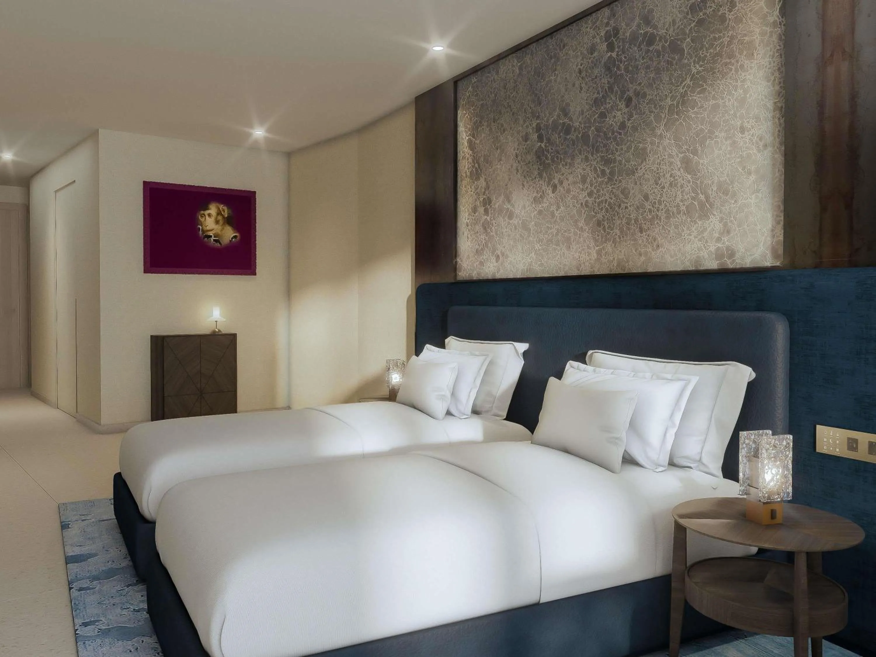 Bedroom, Bed in SLS Barcelona