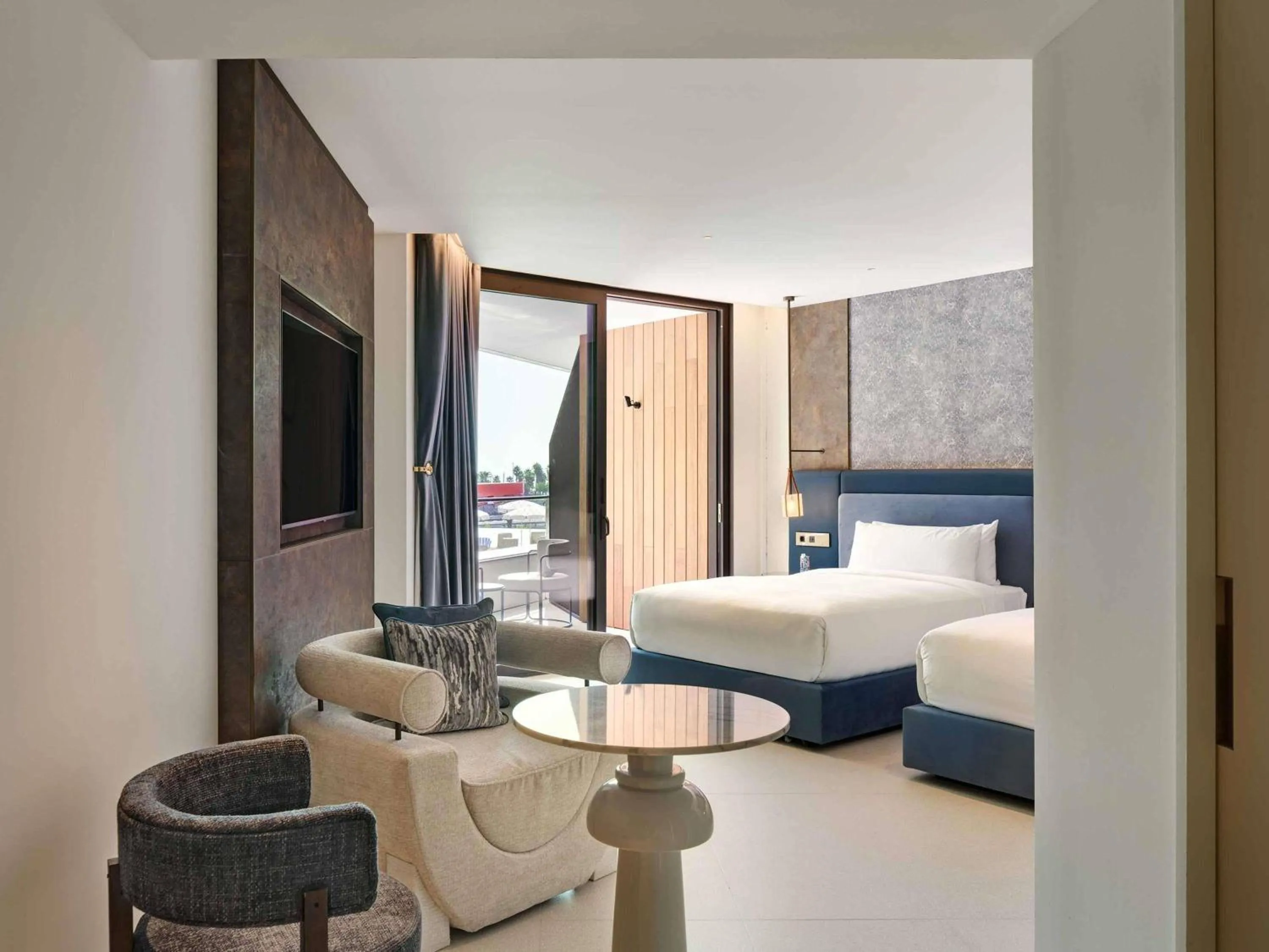 Bedroom, Bed in SLS Barcelona