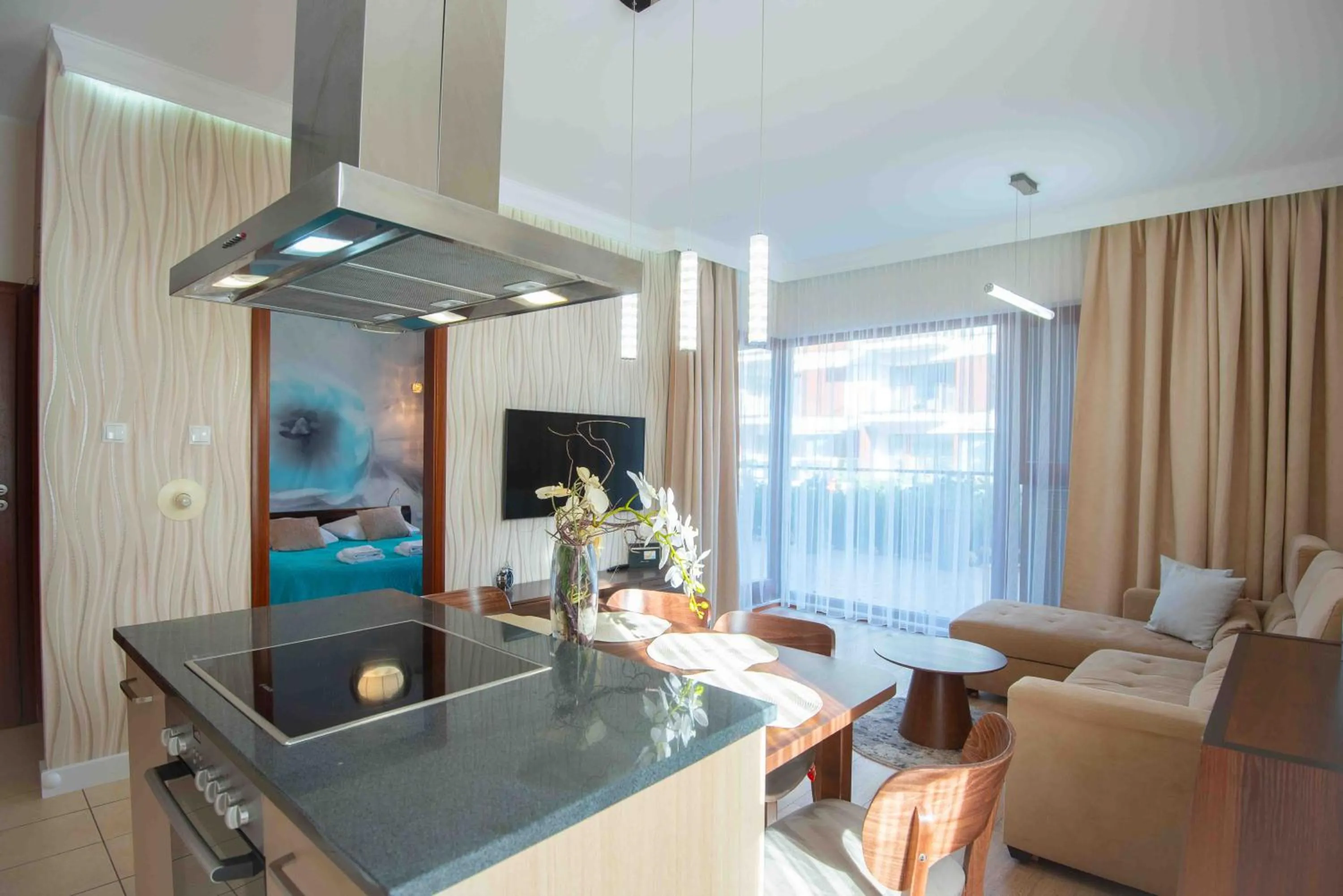 Kitchen or kitchenette in Apartamenty Na Wyspie - Baltic Park - Apartamenty z sypialnią i parkingiem - ul Uzdrowiskowa 24-34