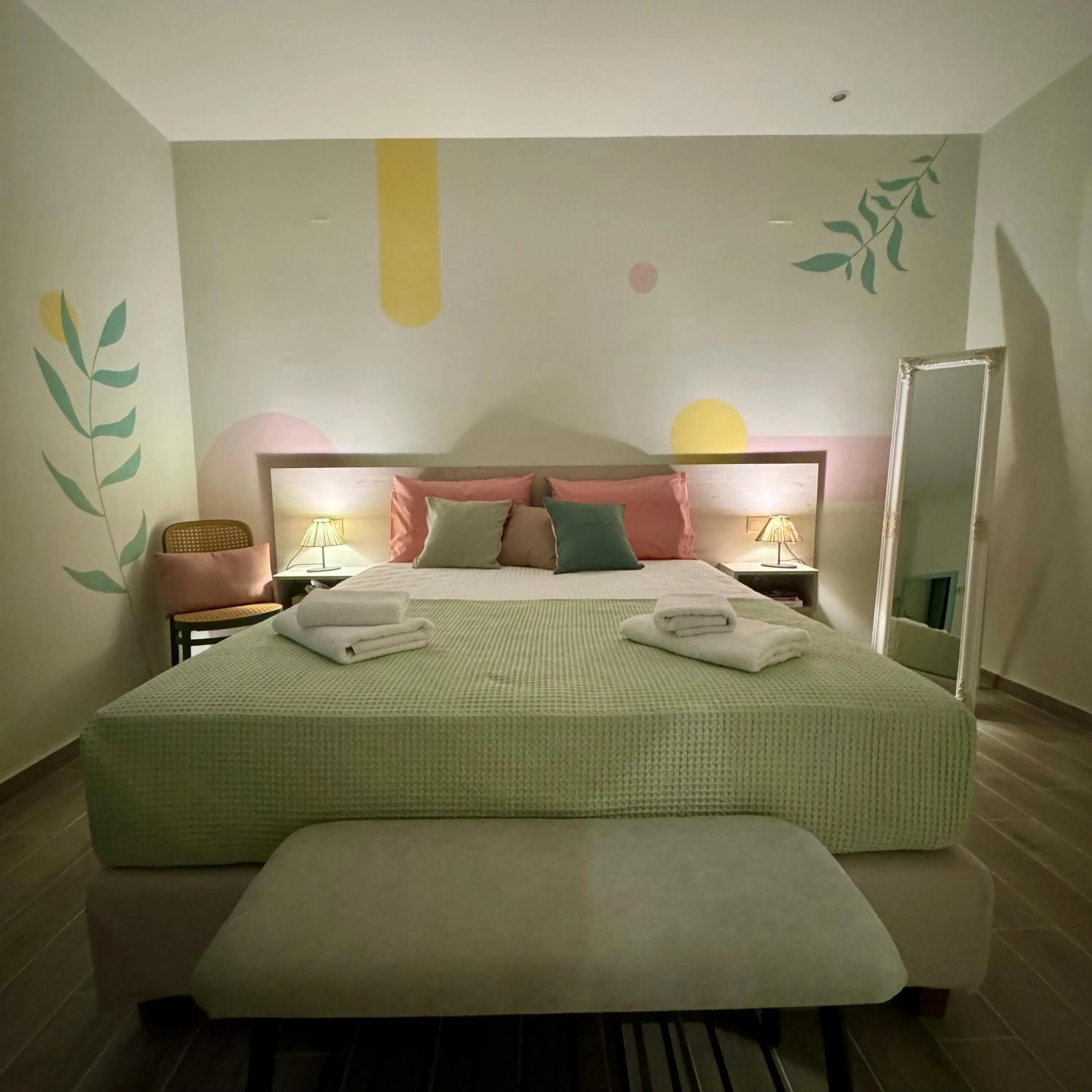 Bed in Apidalos Apartments