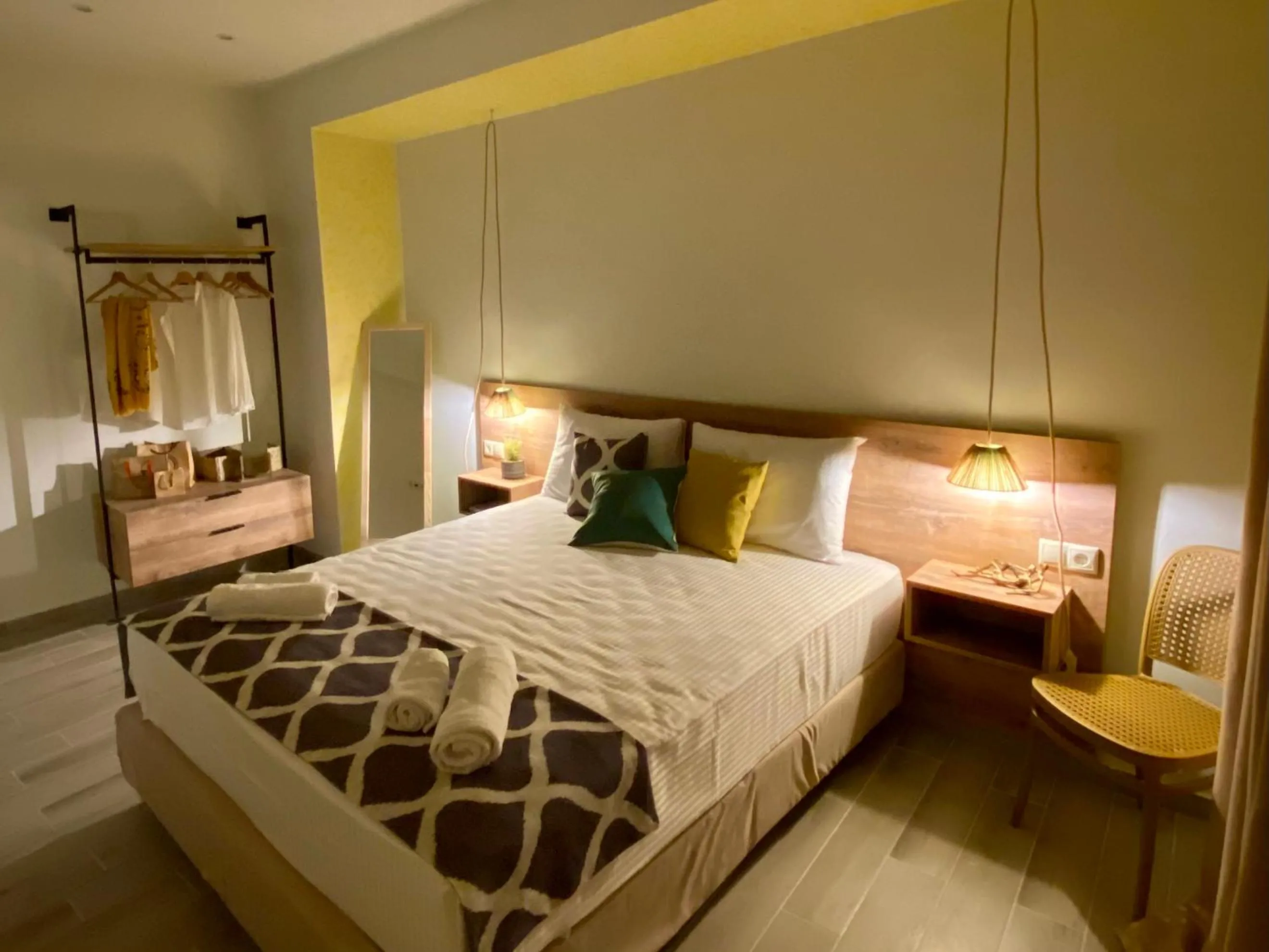 Bed in Apidalos Apartments