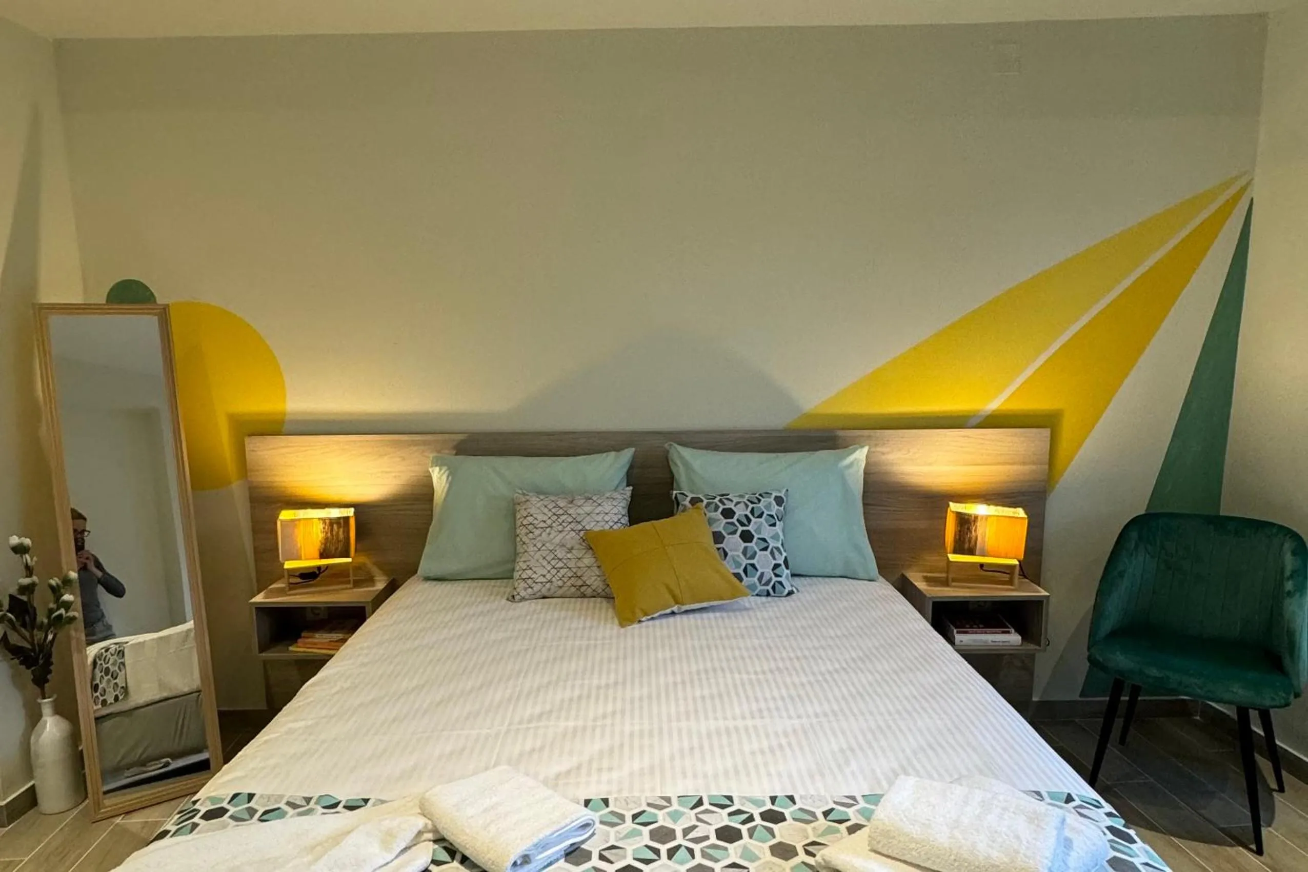 Bed in Apidalos Apartments