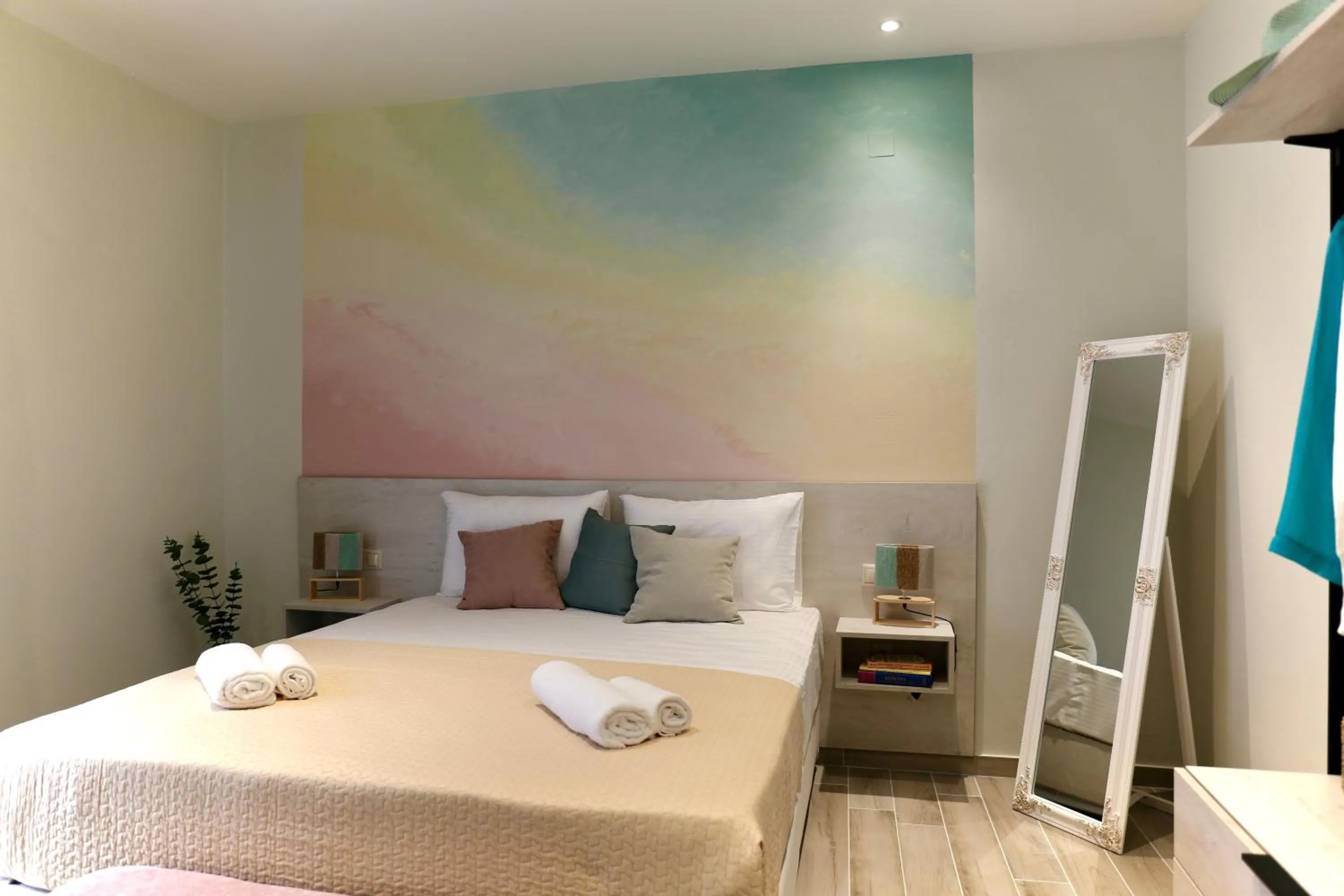 Bed in Apidalos Apartments