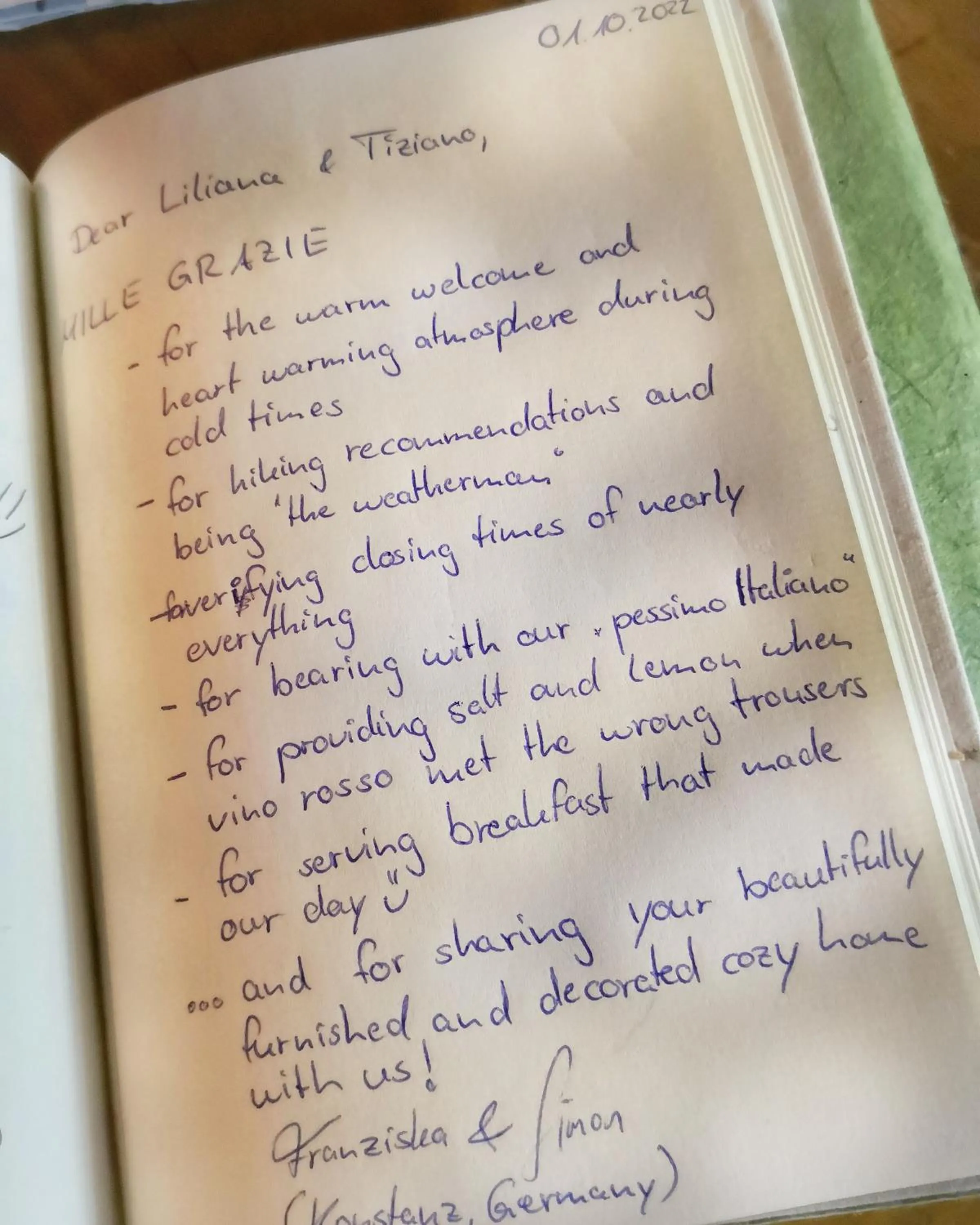 Text overlay in B&B Dove Comincia la Bella Italia