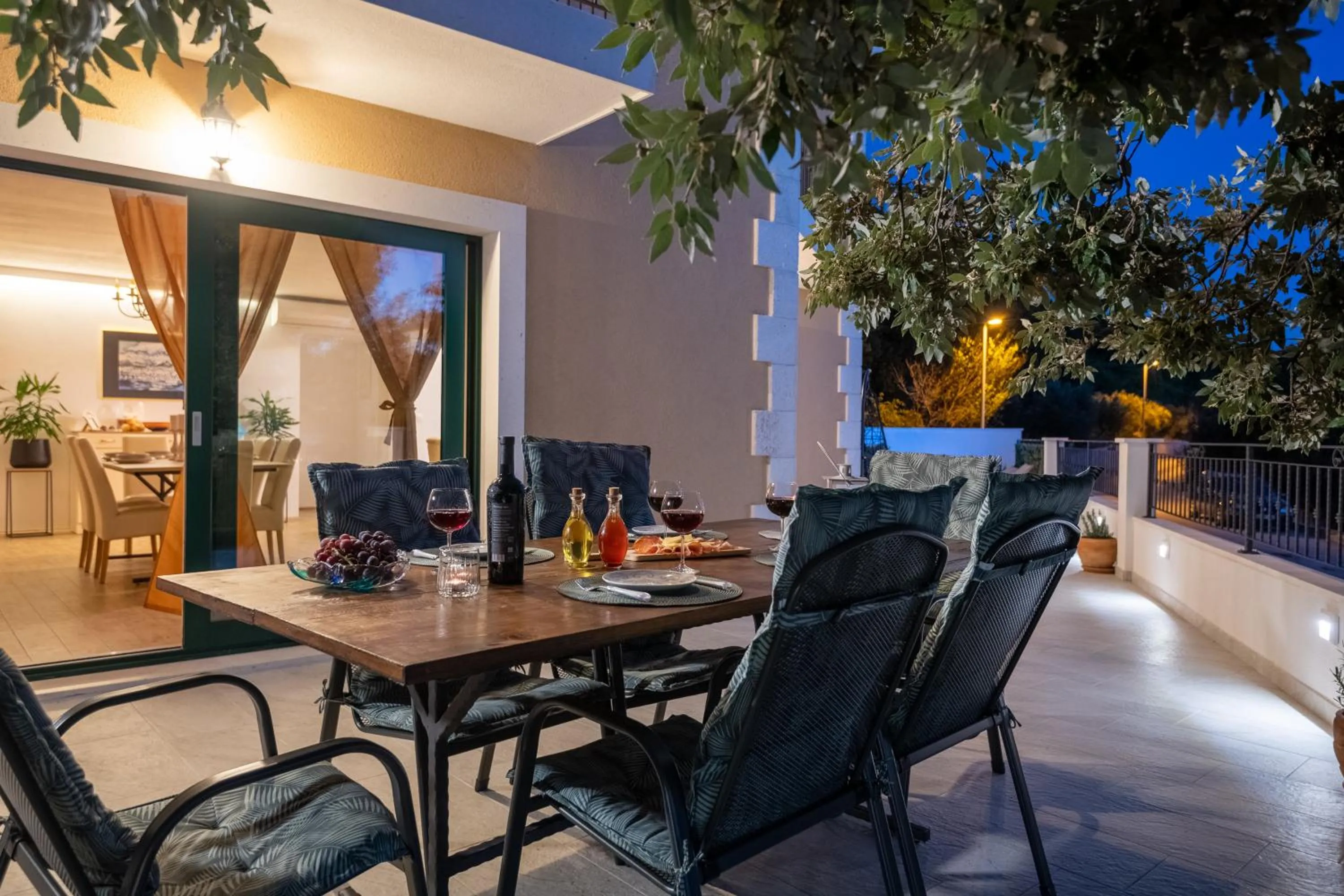 Balcony/Terrace in Villa Gabriel with pool, sauna, jacuzzi