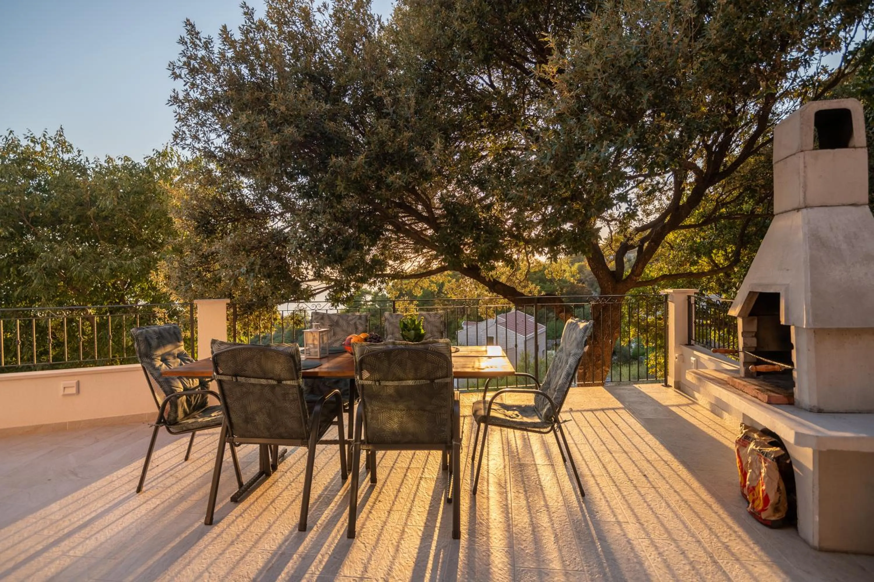 Balcony/Terrace in Villa Gabriel with pool, sauna, jacuzzi