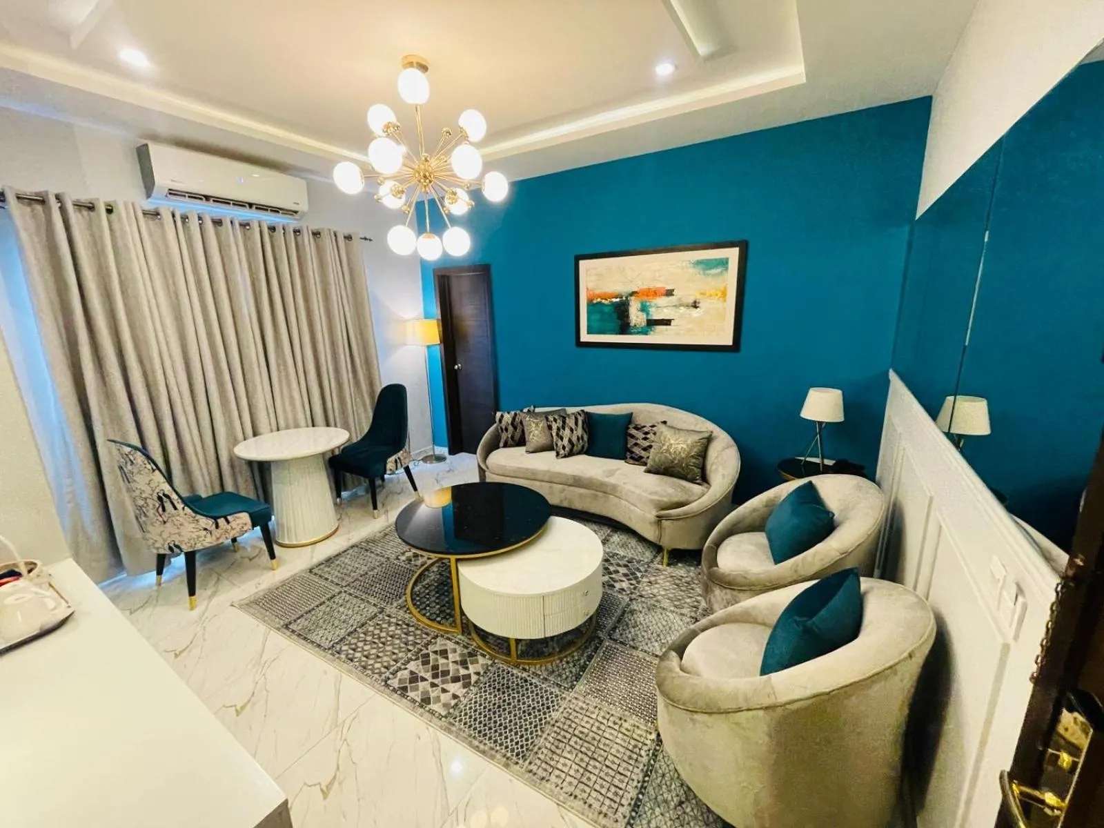 Seating area in Faletti’s Grand MM Alam Road