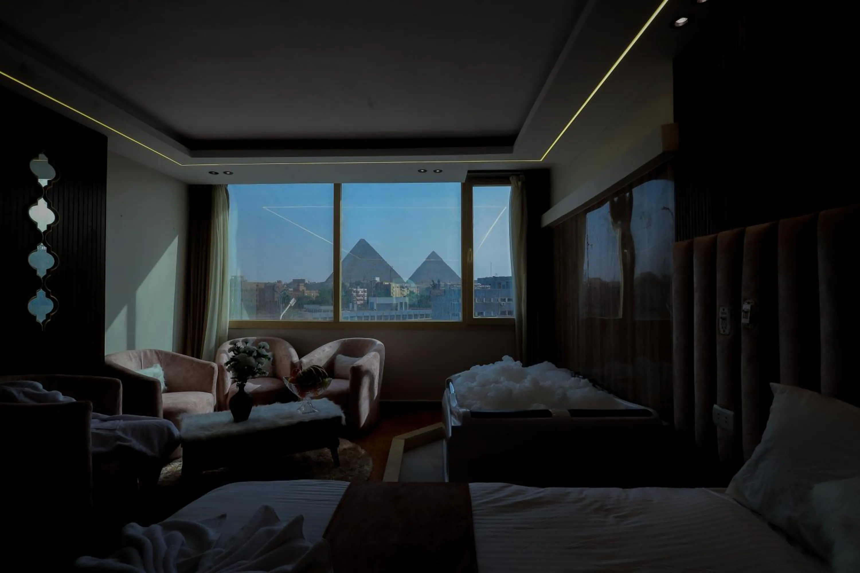 View (from property/room), Bed in The Muse Pyramids INN
