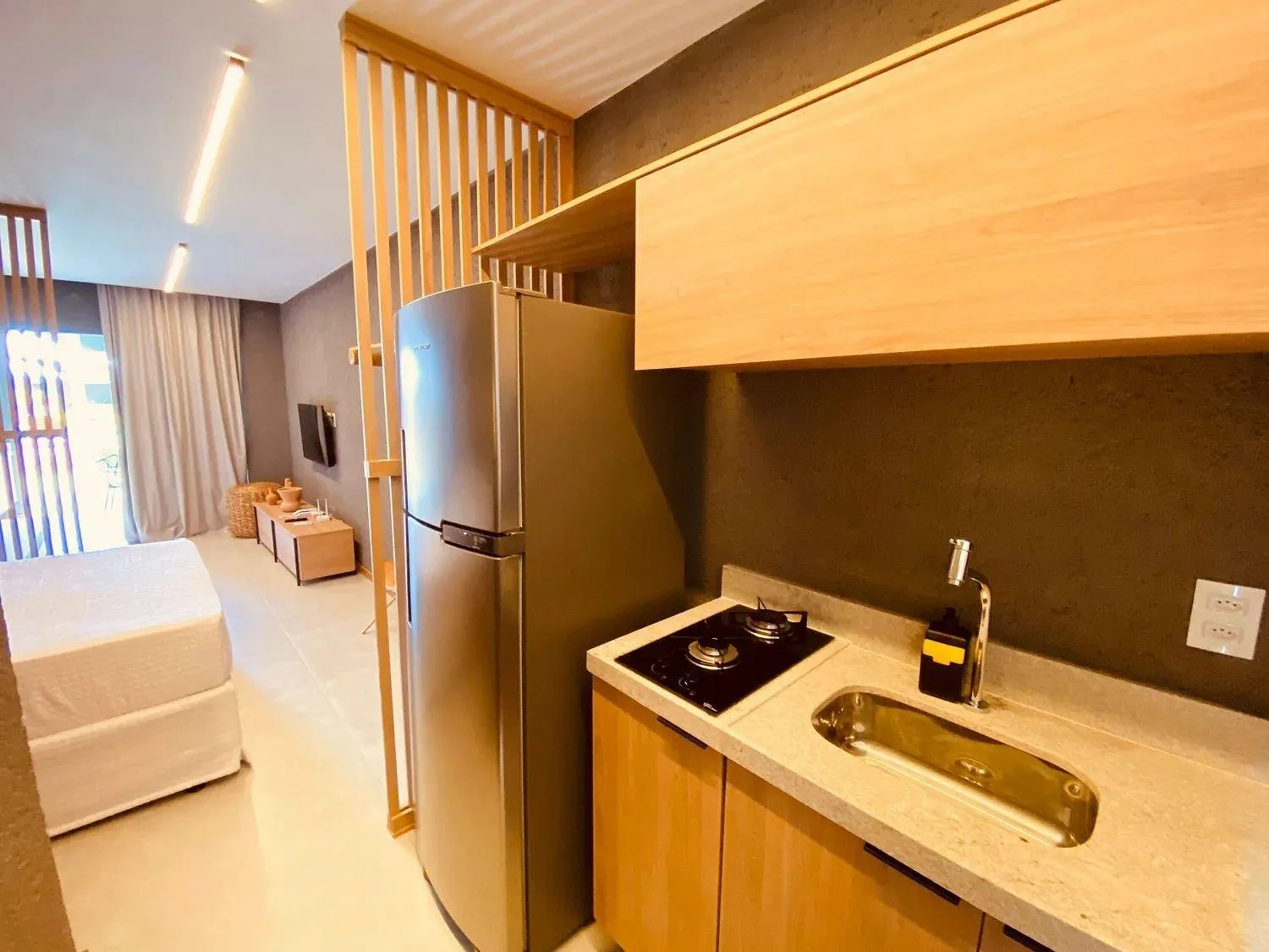 Kitchen or kitchenette in Villas Manatee Milagres por Quarto à Vista