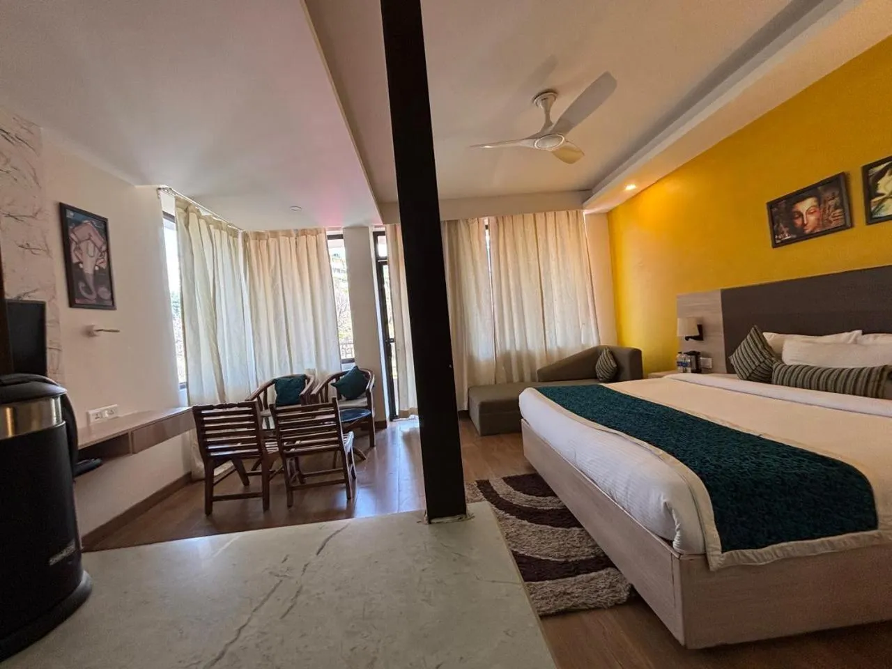 View (from property/room), Bed in Hotel Bob's N Barley Luxury Room Best Hotel in McLeod Ganj