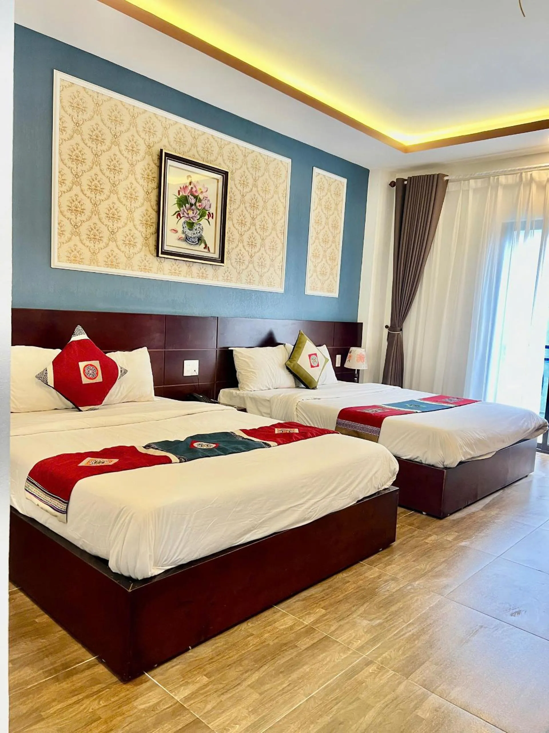 Bed in Sunshine View Sapa Hotel