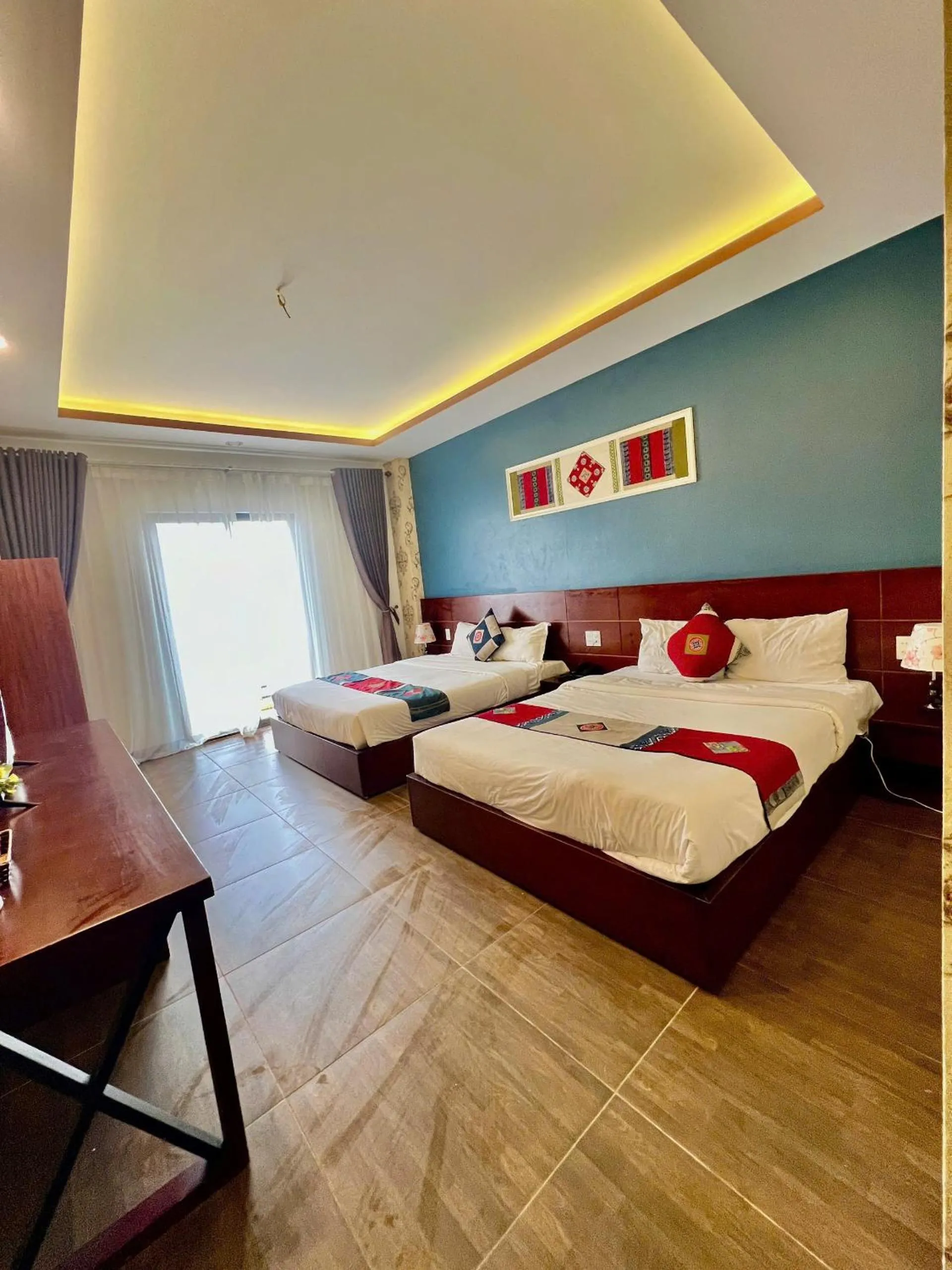Bed in Sunshine View Sapa Hotel