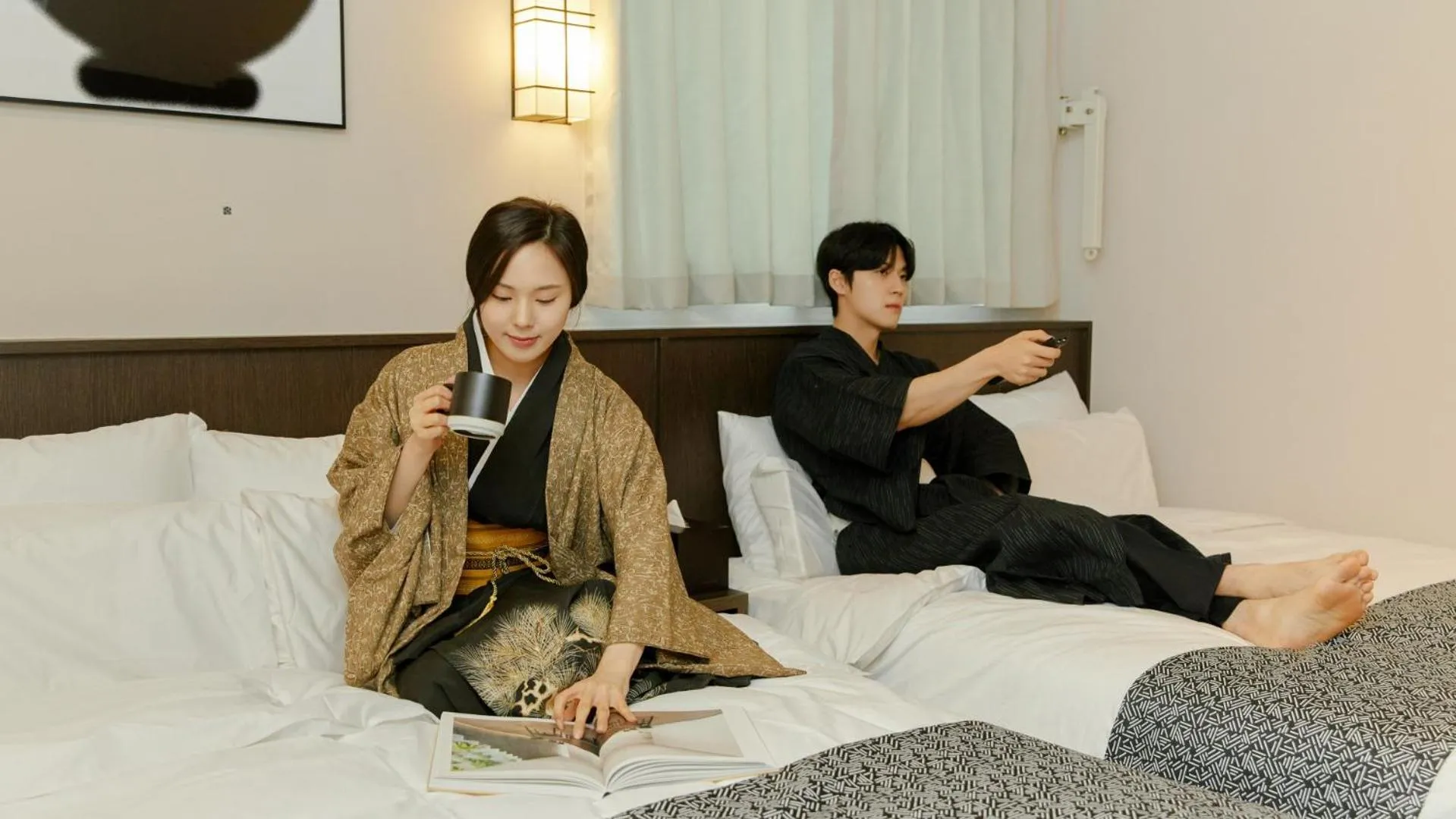 Bed in Aank Ryokan Hotel Paju