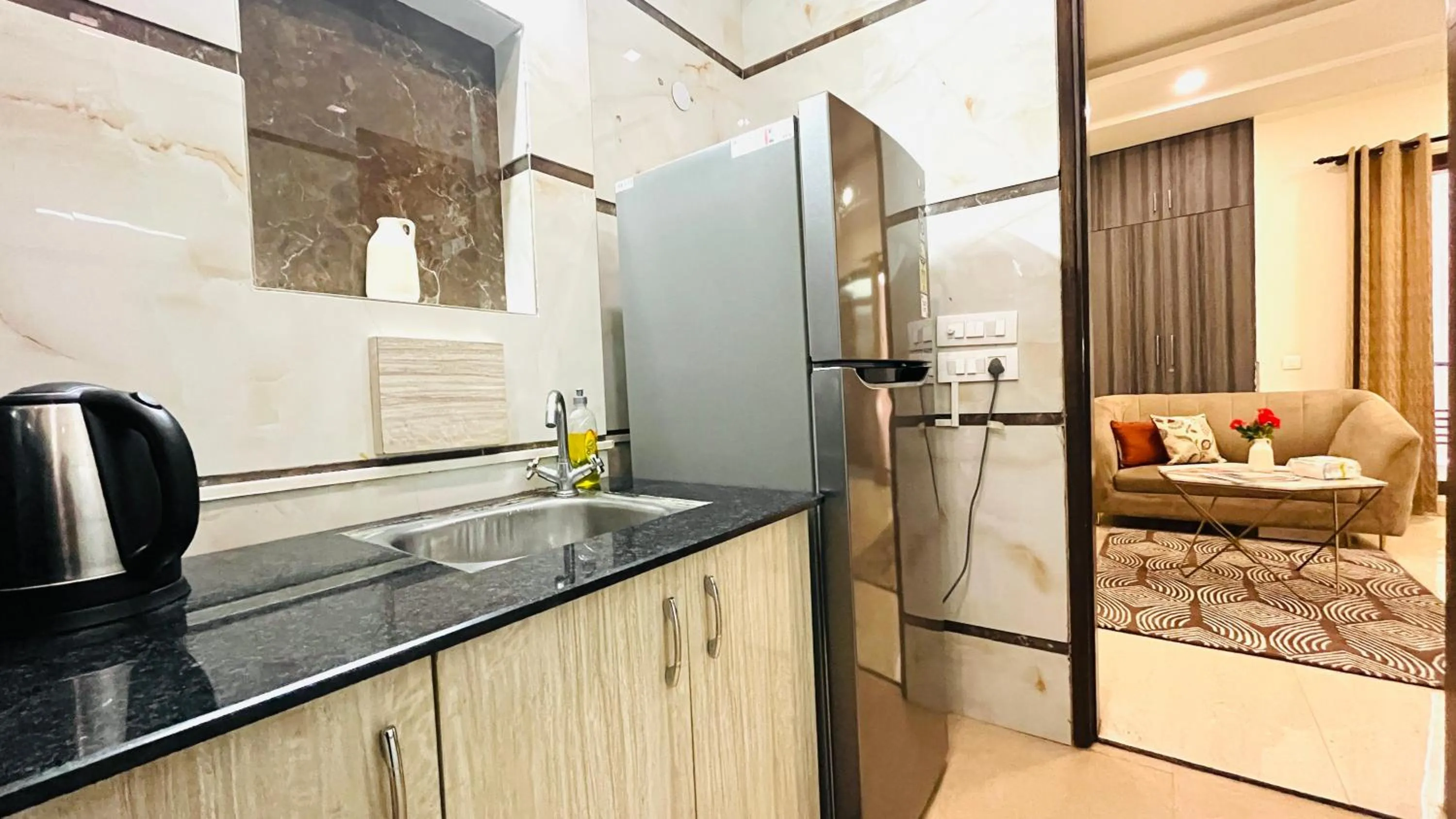 kitchen in Olive Service Apartments - DLF Cyber City