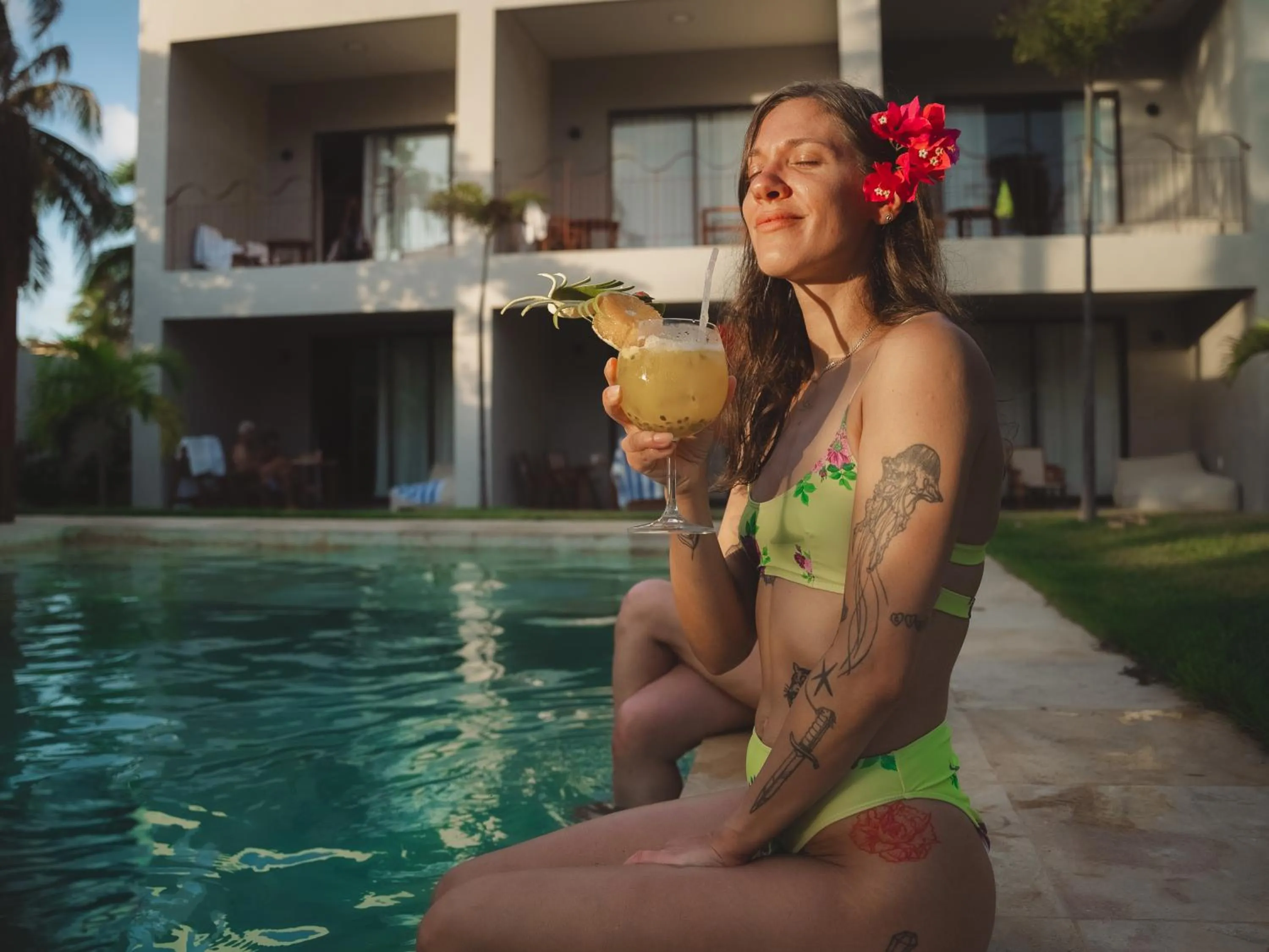 People in Luau Hotel
