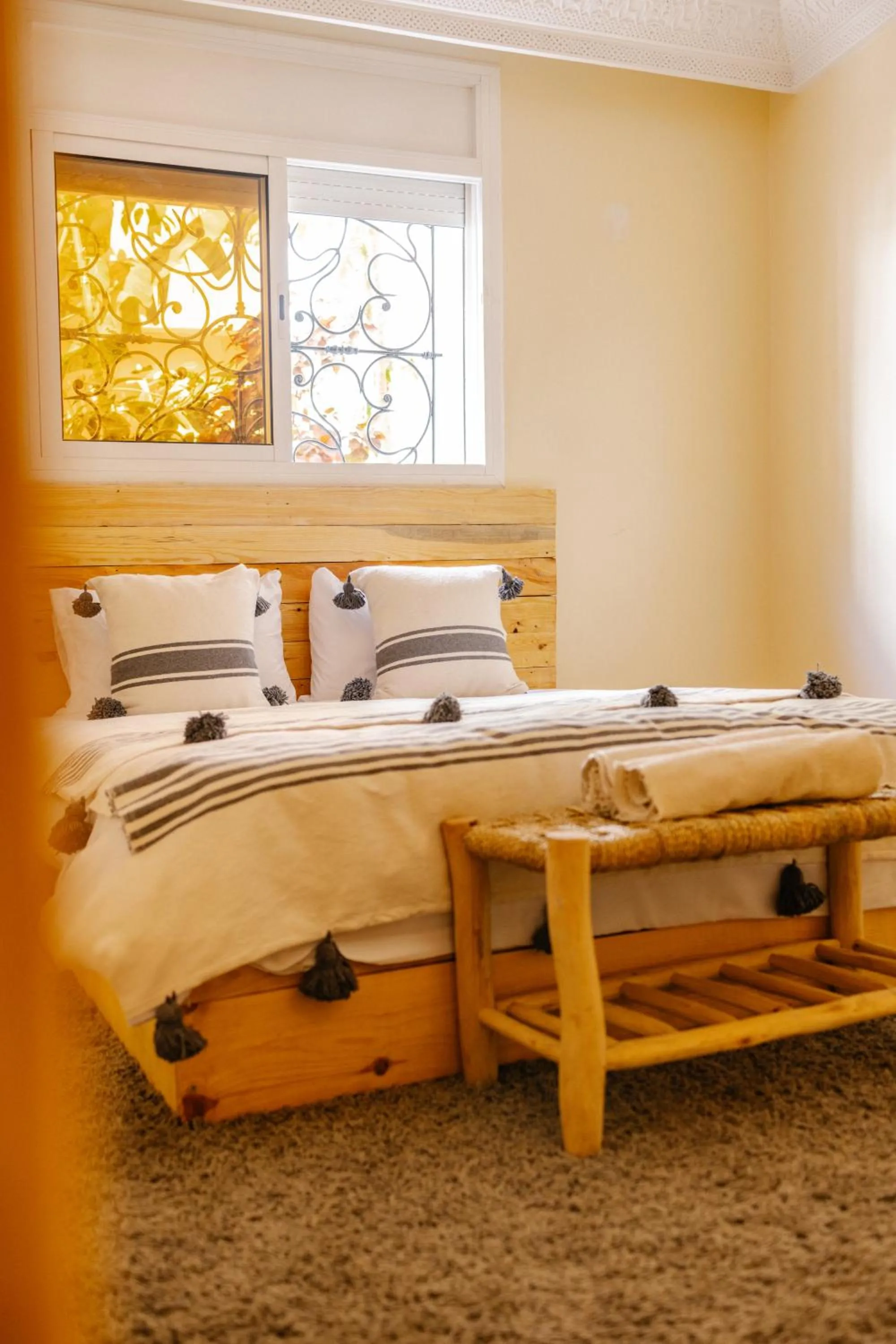 Bed in Sable beach surf camp Tamraght