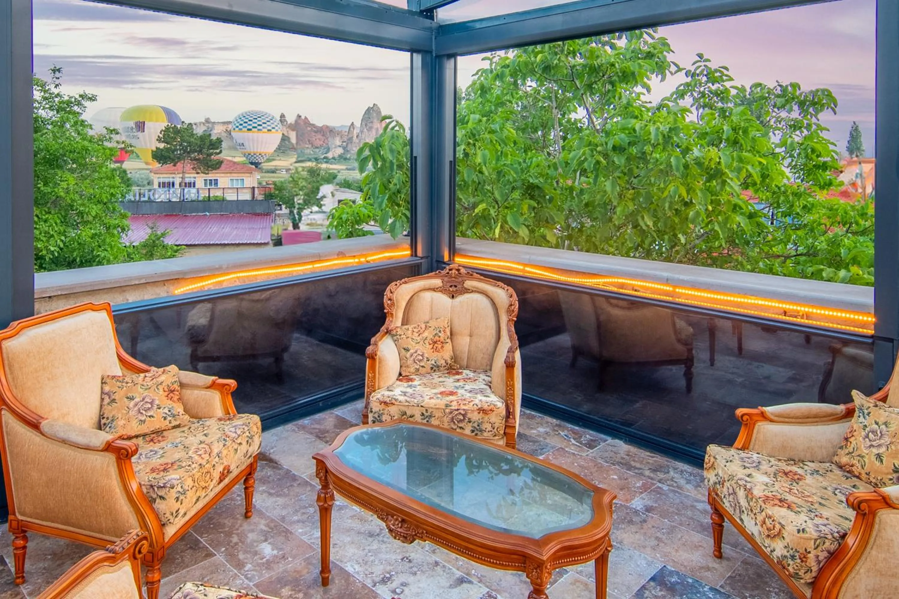 Seating area in Cappadocia Cavusin Stone House