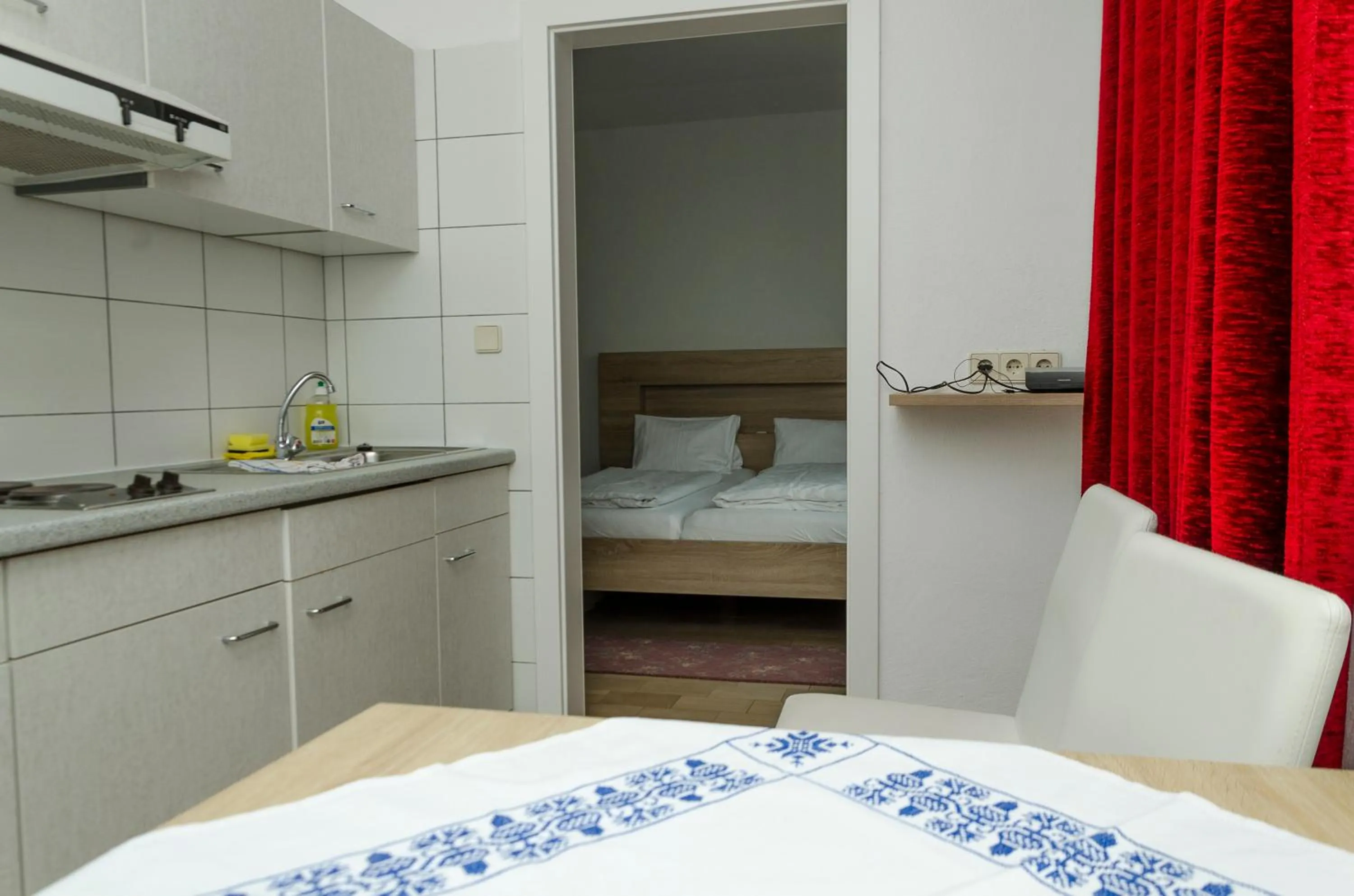 Kitchen or kitchenette, Bed in Appartmenthaus Rosenhof