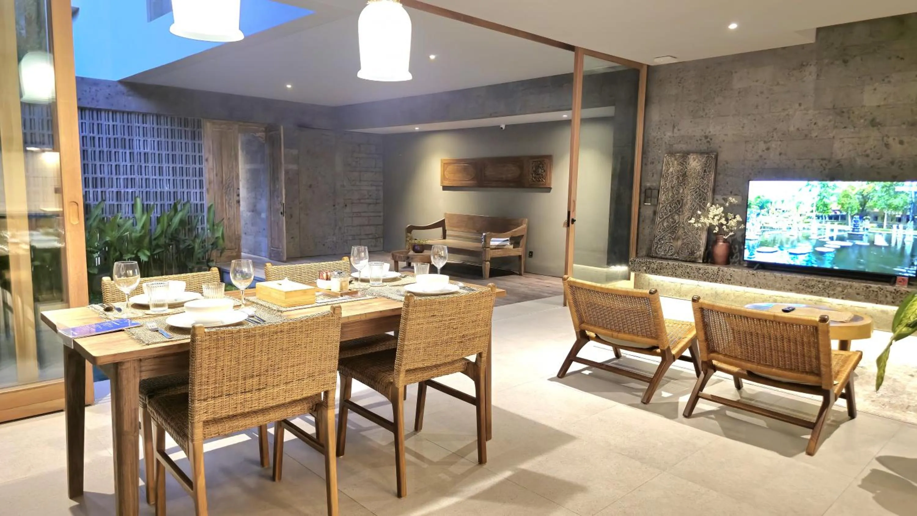 Dining area in Pulang Villas Pererenan by Nakula