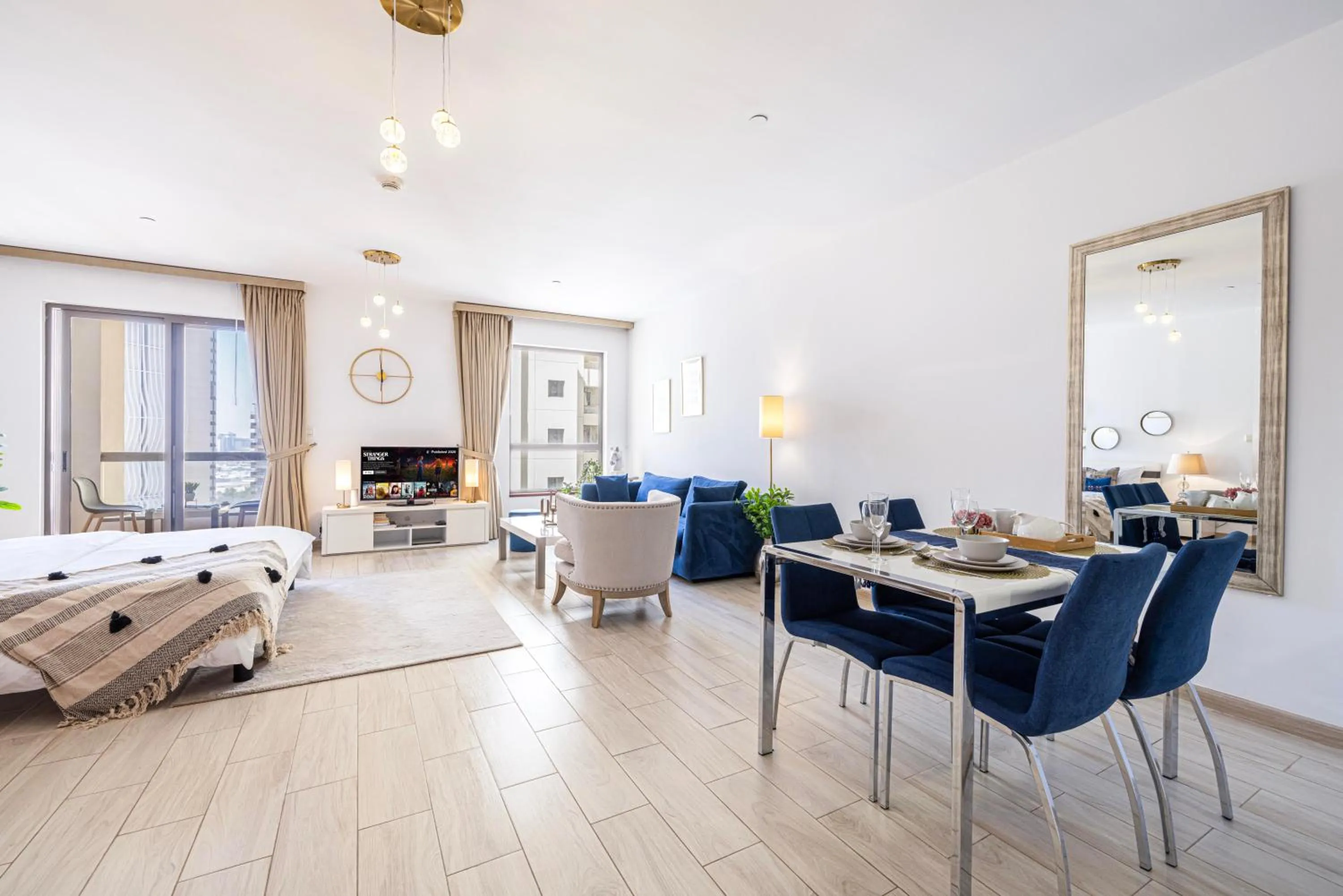 Photo of the whole room, Bed in Sound of the Waves in JBR by Lagom