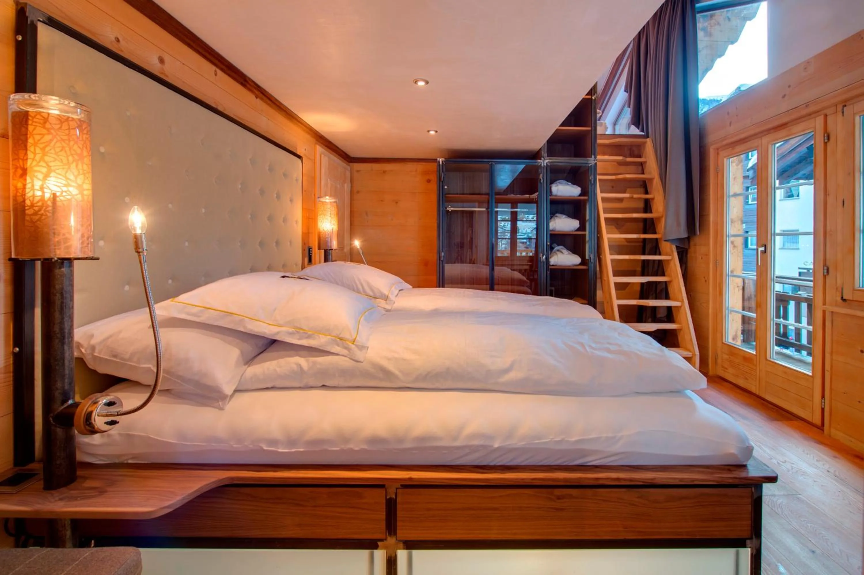 Bedroom, Bed in Luxury Chalet by Heinz Julen