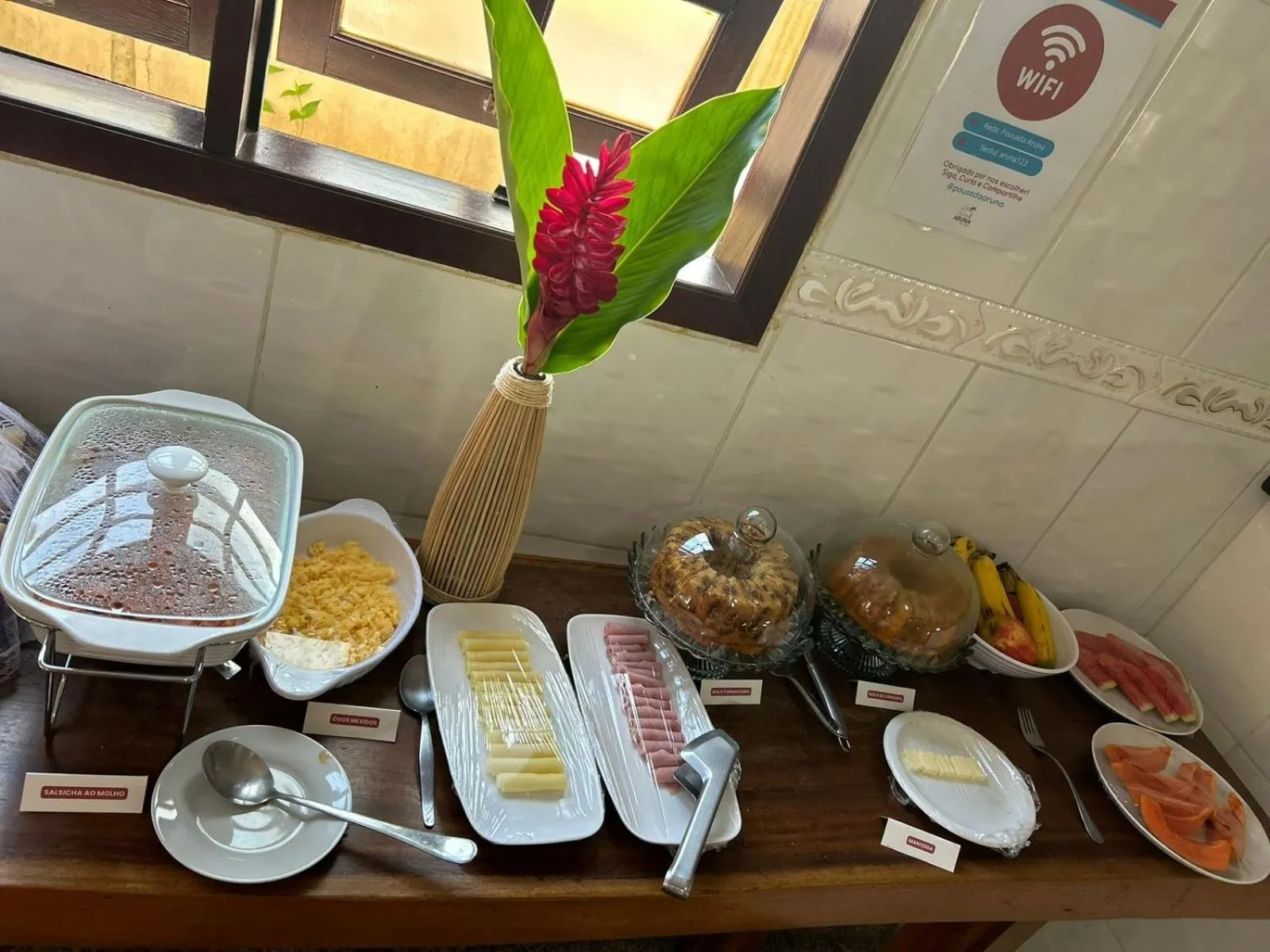 Continental breakfast in Pousada Aruna Eco Buzios