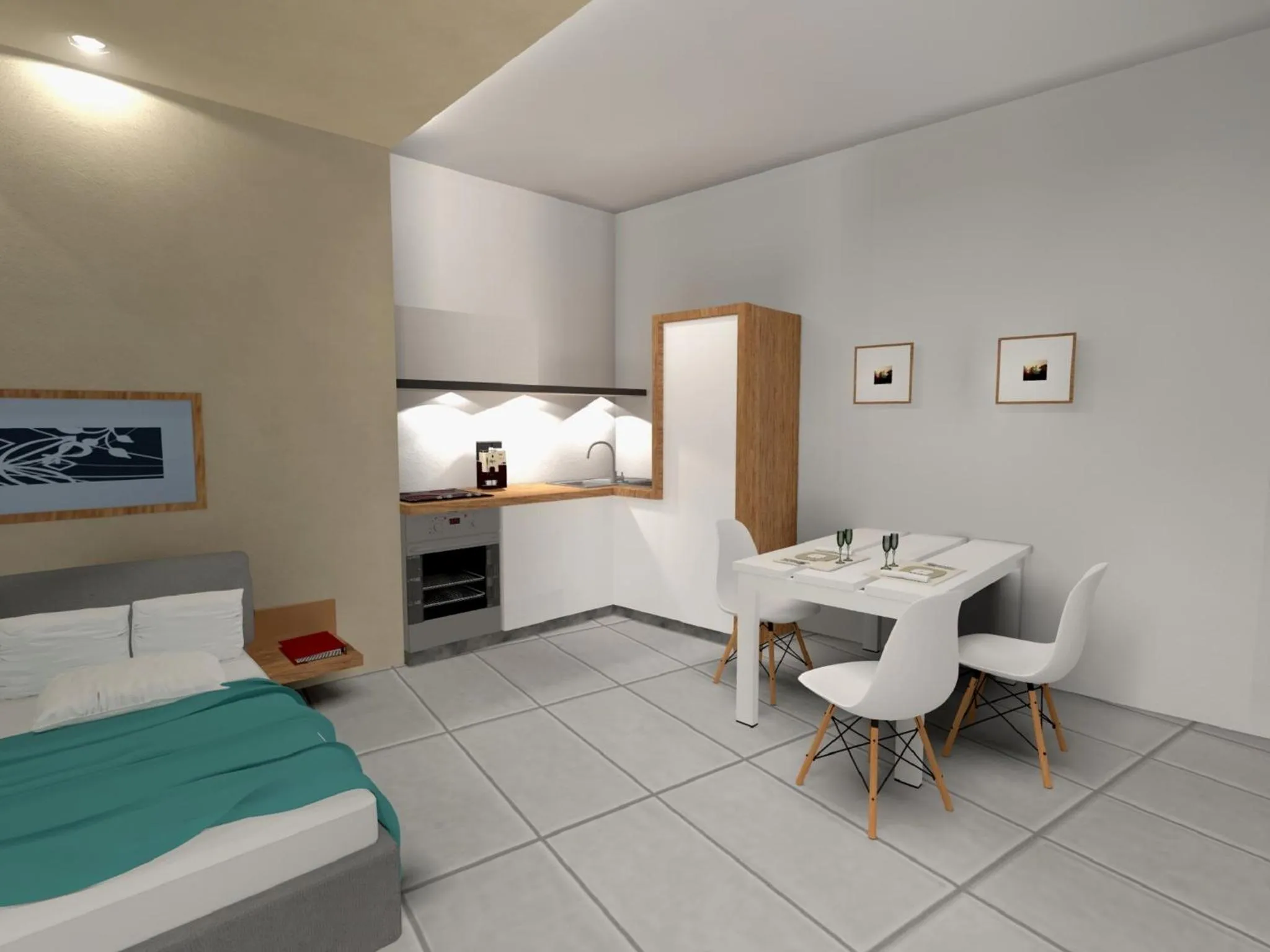 Kitchen or kitchenette, Bed in Alissachni Luxury Apartments