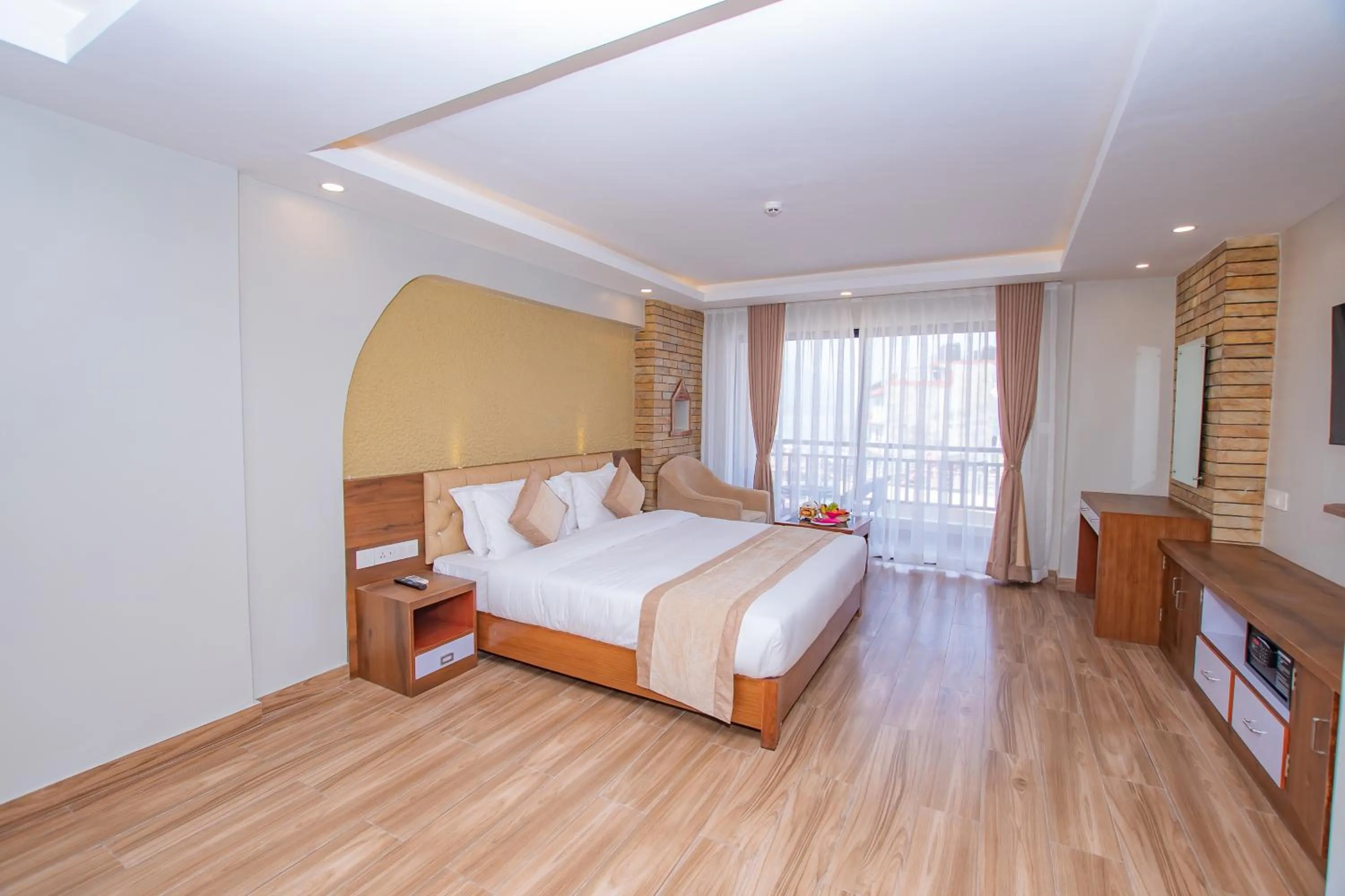 Bed in Hotel Pokhara Village & SPA