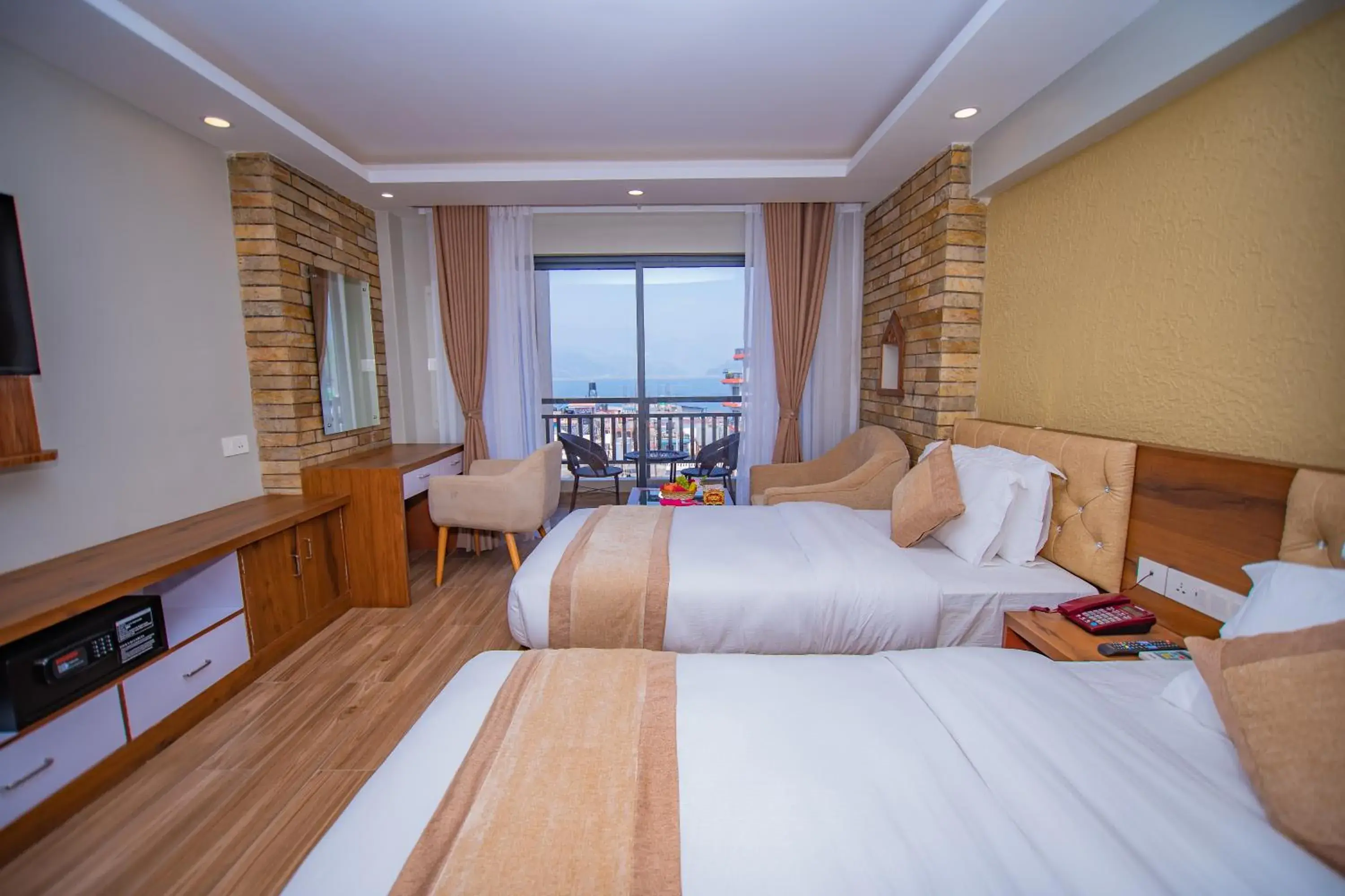 Bed in Hotel Pokhara Village & SPA Bed in Hotel Pokhara Village & SPA