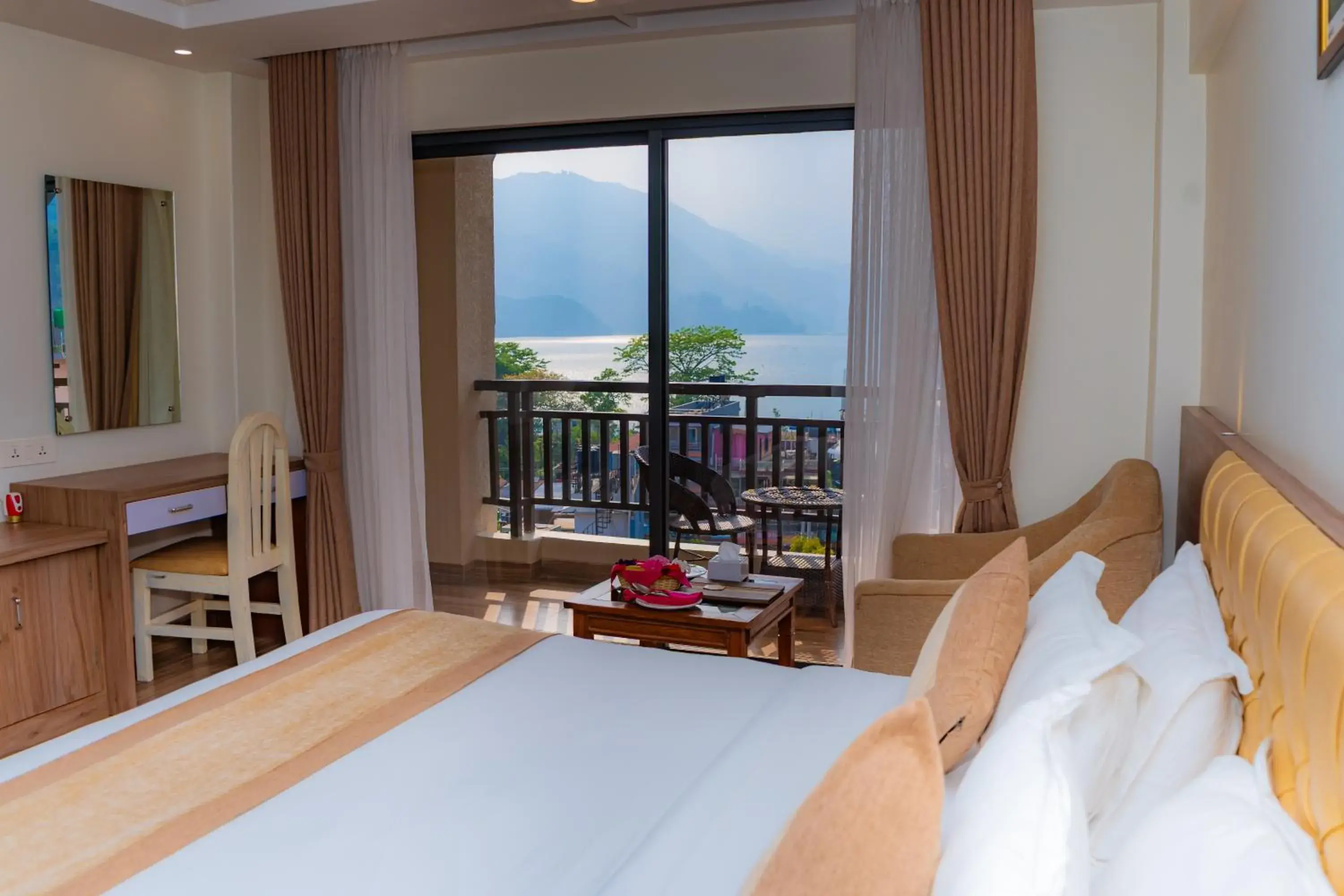 View (from property/room), Bed in Hotel Pokhara Village & SPA View (from property/room), Bed in Hotel Pokhara Village & SPA