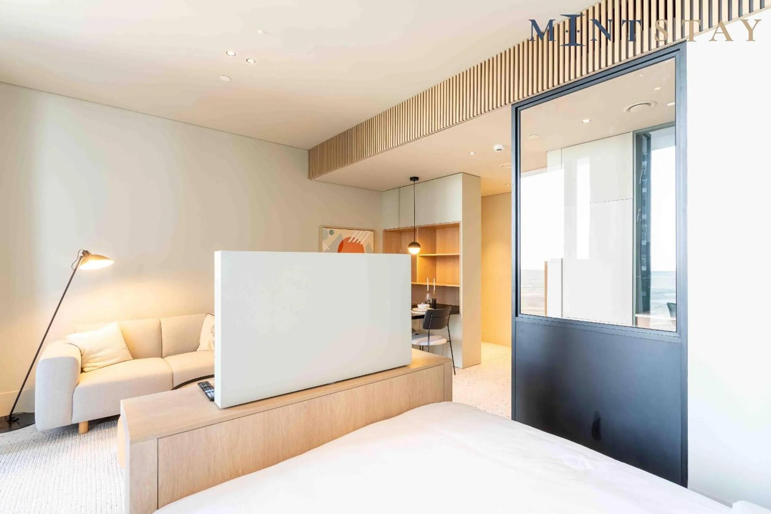 Bed in Upside Living, Business Bay Dubai - Mint Stay