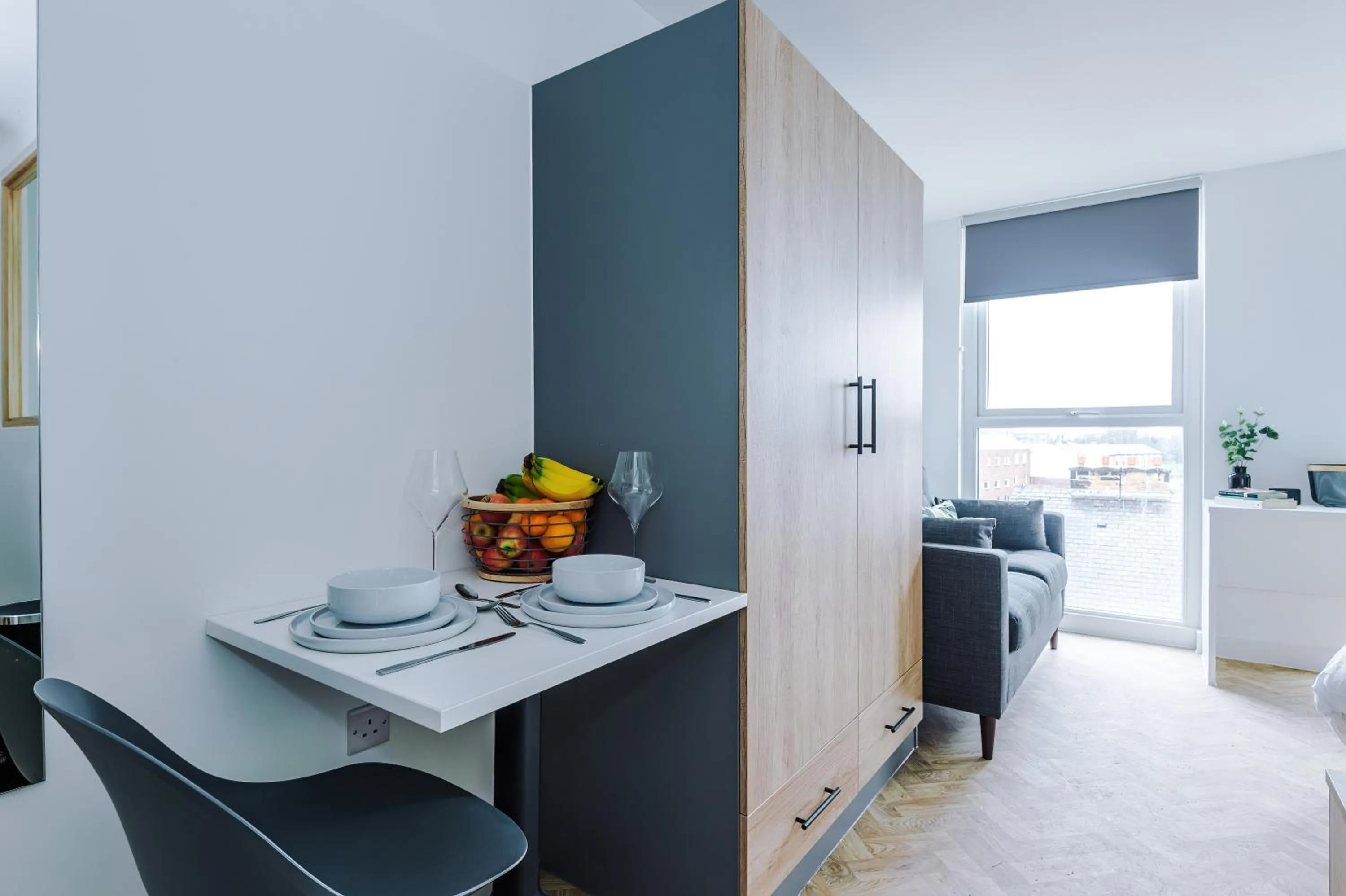 Dining area in City Studios, Preston