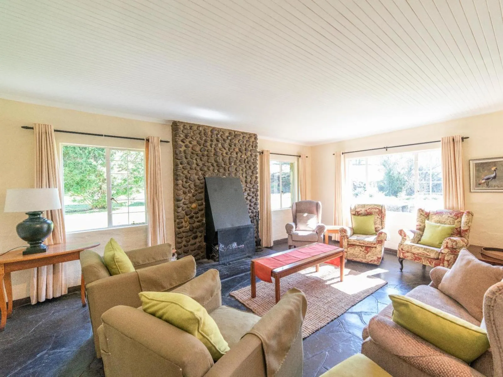 Seating area in Lake Naverone Holiday Cottages