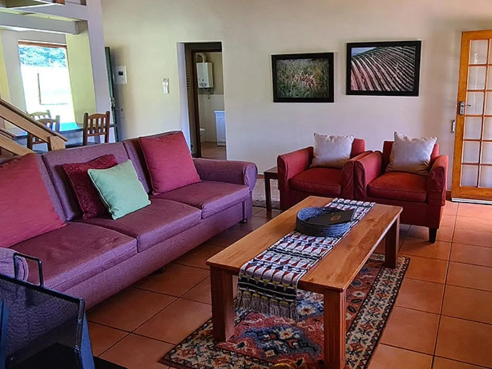 Seating area in Lake Naverone Holiday Cottages