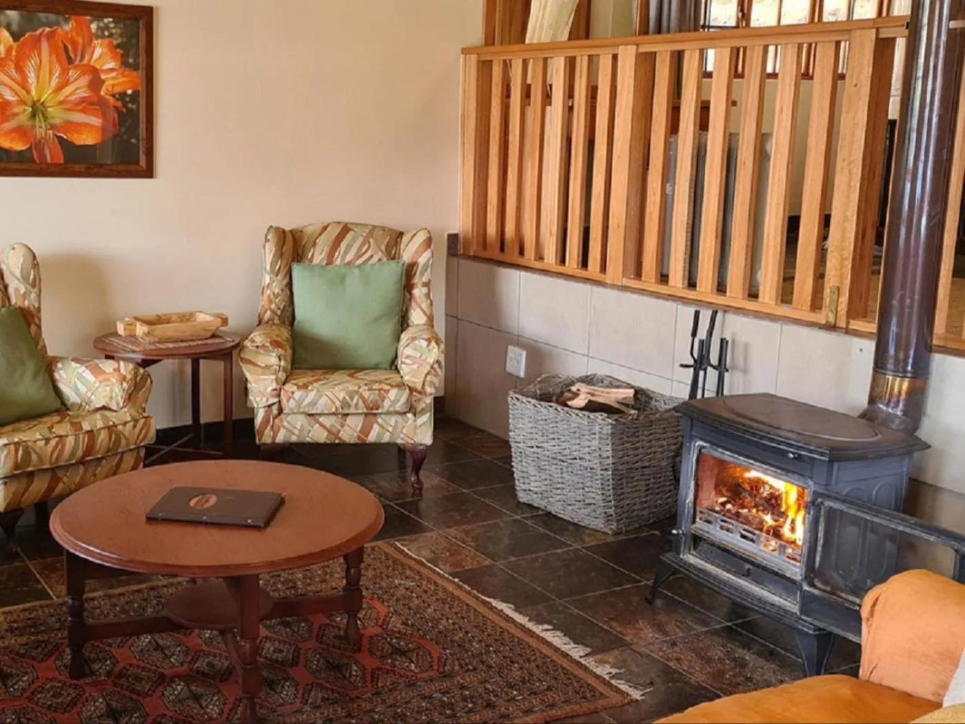 Seating area in Lake Naverone Holiday Cottages