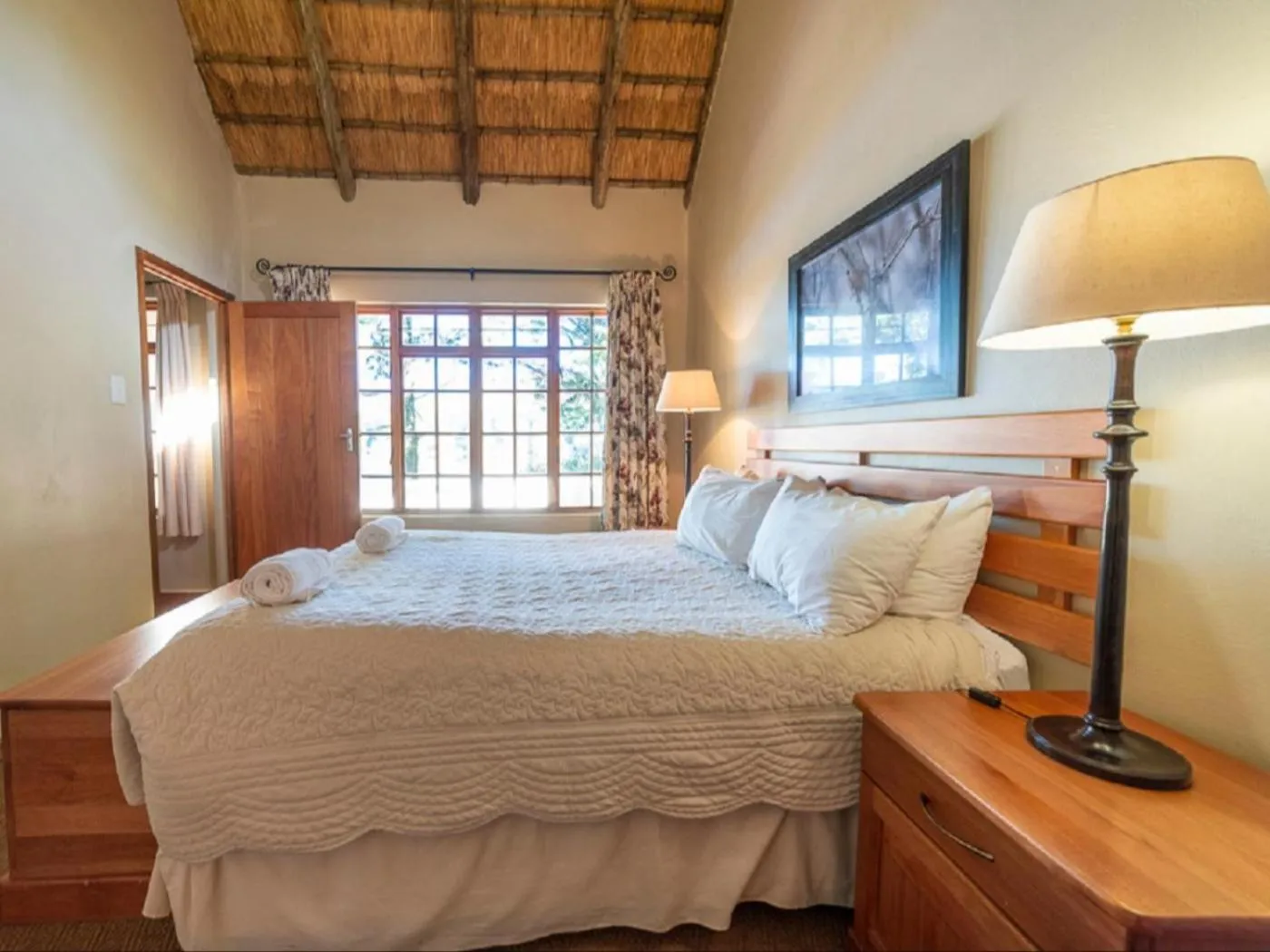 Bed in Lake Naverone Holiday Cottages