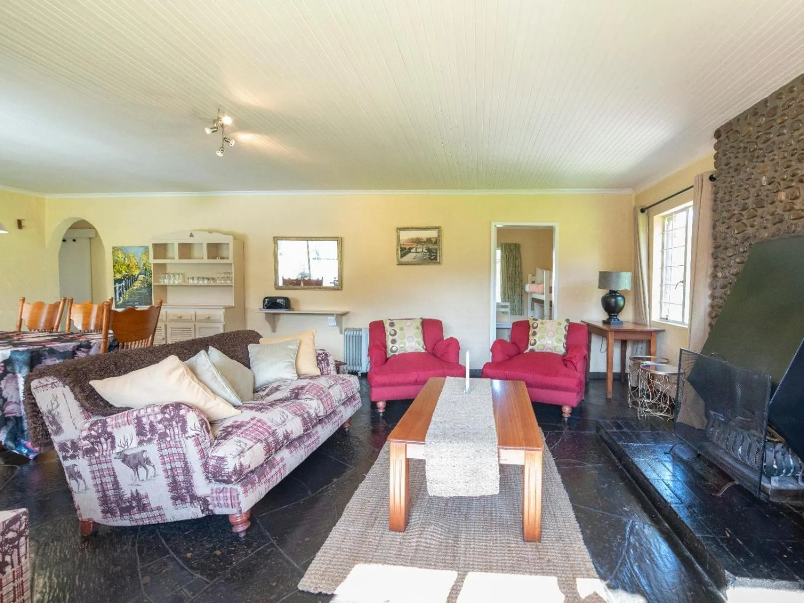 Seating area in Lake Naverone Holiday Cottages