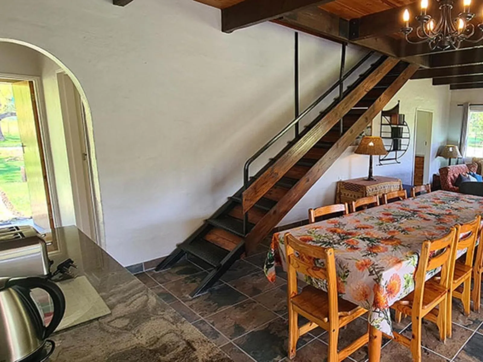 Seating area in Lake Naverone Holiday Cottages