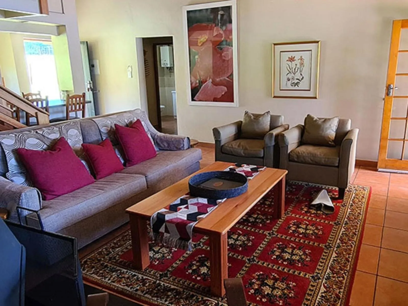 Seating area in Lake Naverone Holiday Cottages