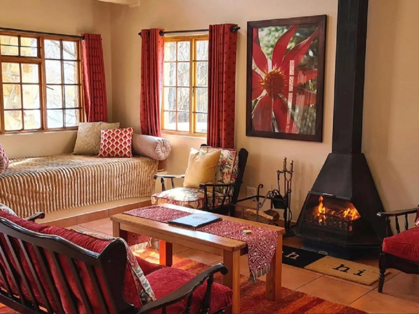 Seating area in Lake Naverone Holiday Cottages