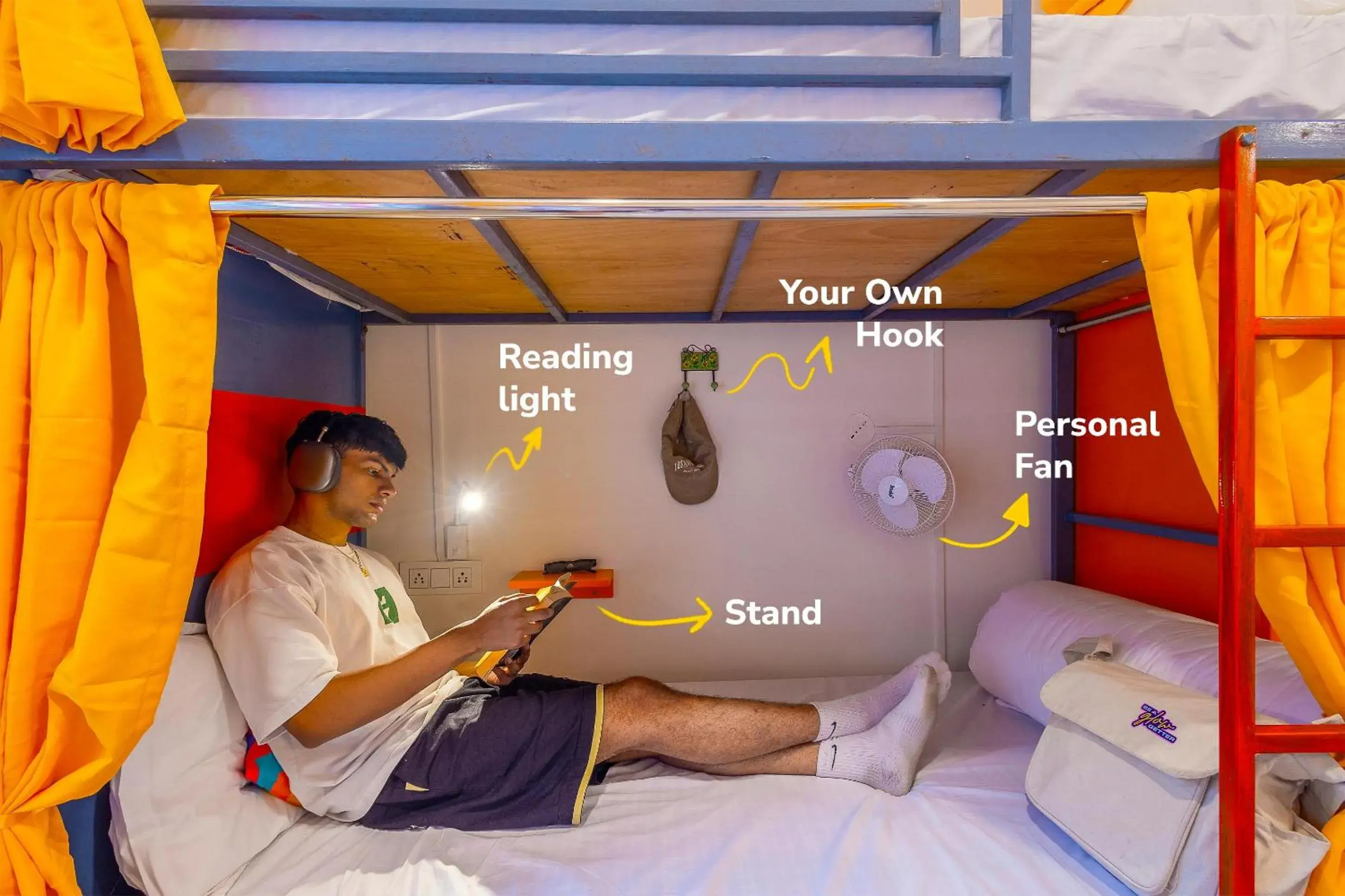 bunk bed, Bed in goSTOPS PLUS Rishikesh Tapovan bunk bed, Bed in goSTOPS PLUS Rishikesh Tapovan